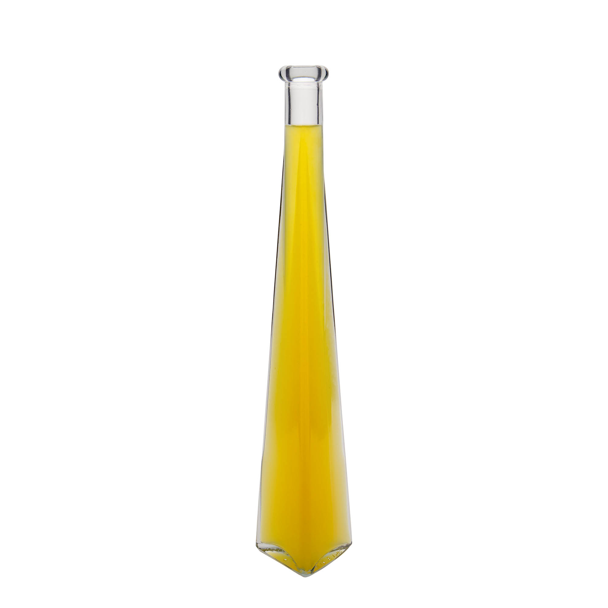 Glazen fles 'Dama Triangolore', 200 ml, driehoekig, monding: kurk Glazen fles 'Dama Triangolore', 200 ml, driehoekig, monding: kurk