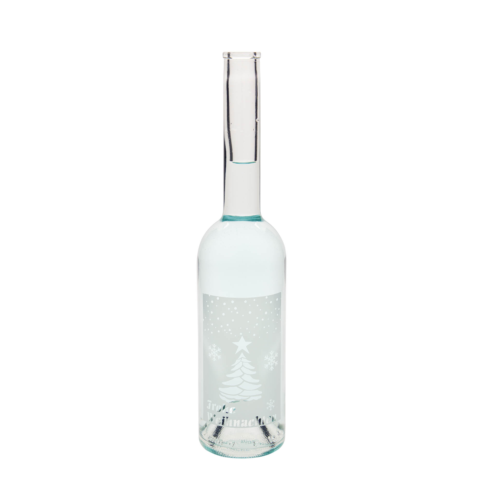 Glazen fles 'Opera', 500 ml, motief: Witte kerst, monding: kurk Glazen fles 'Opera', 500 ml, motief: Witte kerst, monding: kurk