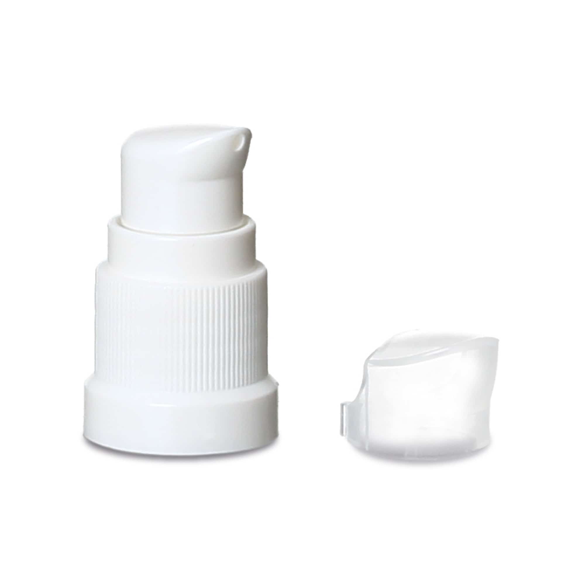 Bouchon à vis avec pompe à lotion, plastique PP blanc, pour goulot : DIN 18