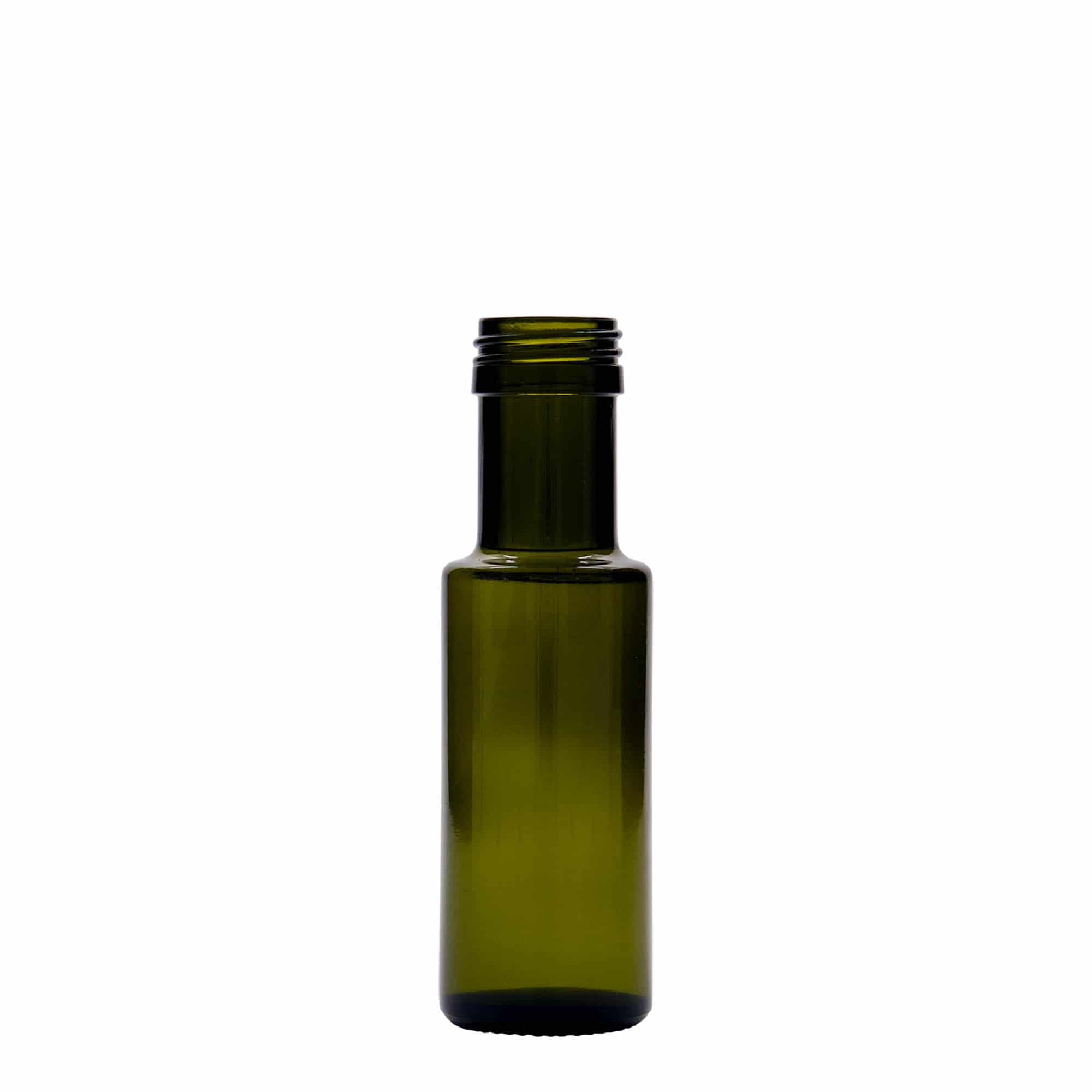 Bouteille en verre 100 ml 'Dorica', vert antique, bouchage: PP 31,5 Bouteille en verre 100 ml 'Dorica', vert antique, bouchage: PP 31,5