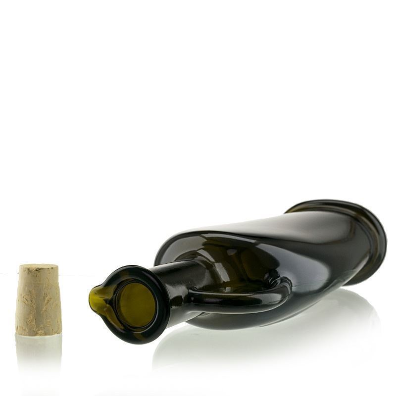 Glazen fles 'Eleganta', 500 ml, ovaal, antiekgroen, monding: kurk Glazen fles 'Eleganta', 500 ml, ovaal, antiekgroen, monding: kurk