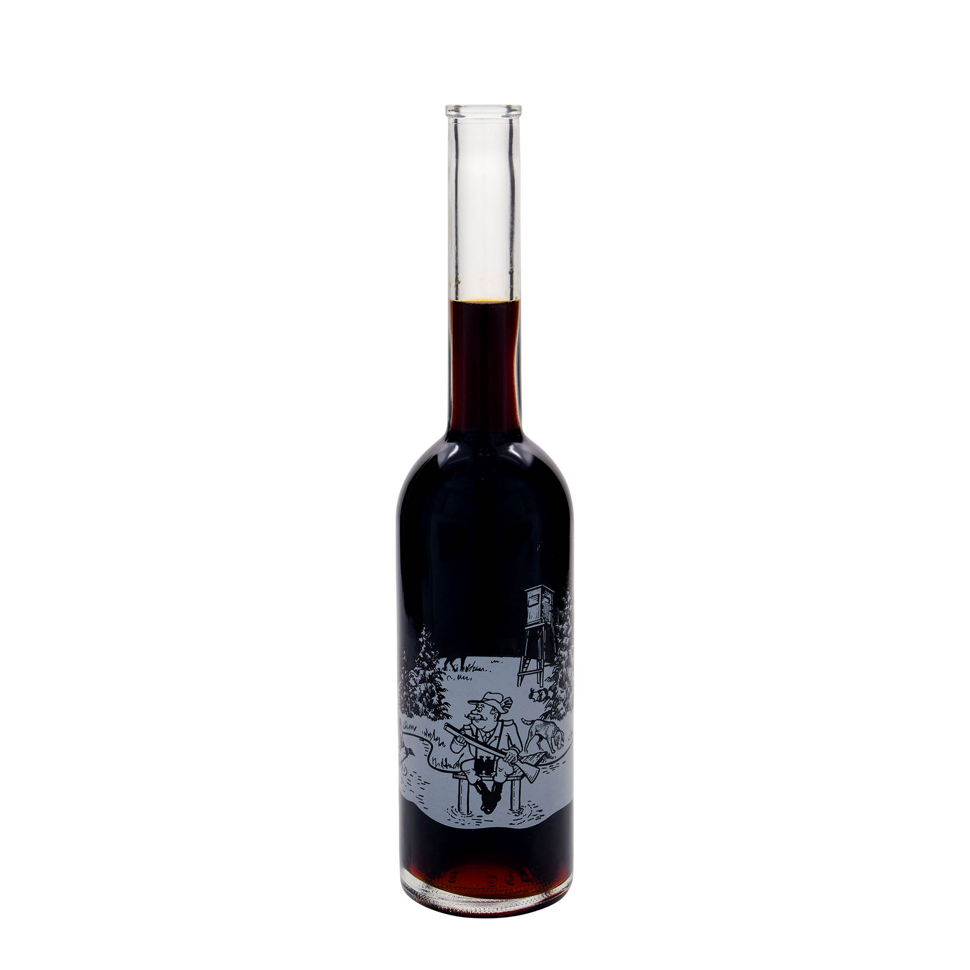 Glazen fles 'Opera', 500 ml, motief: Jager, monding: kurk