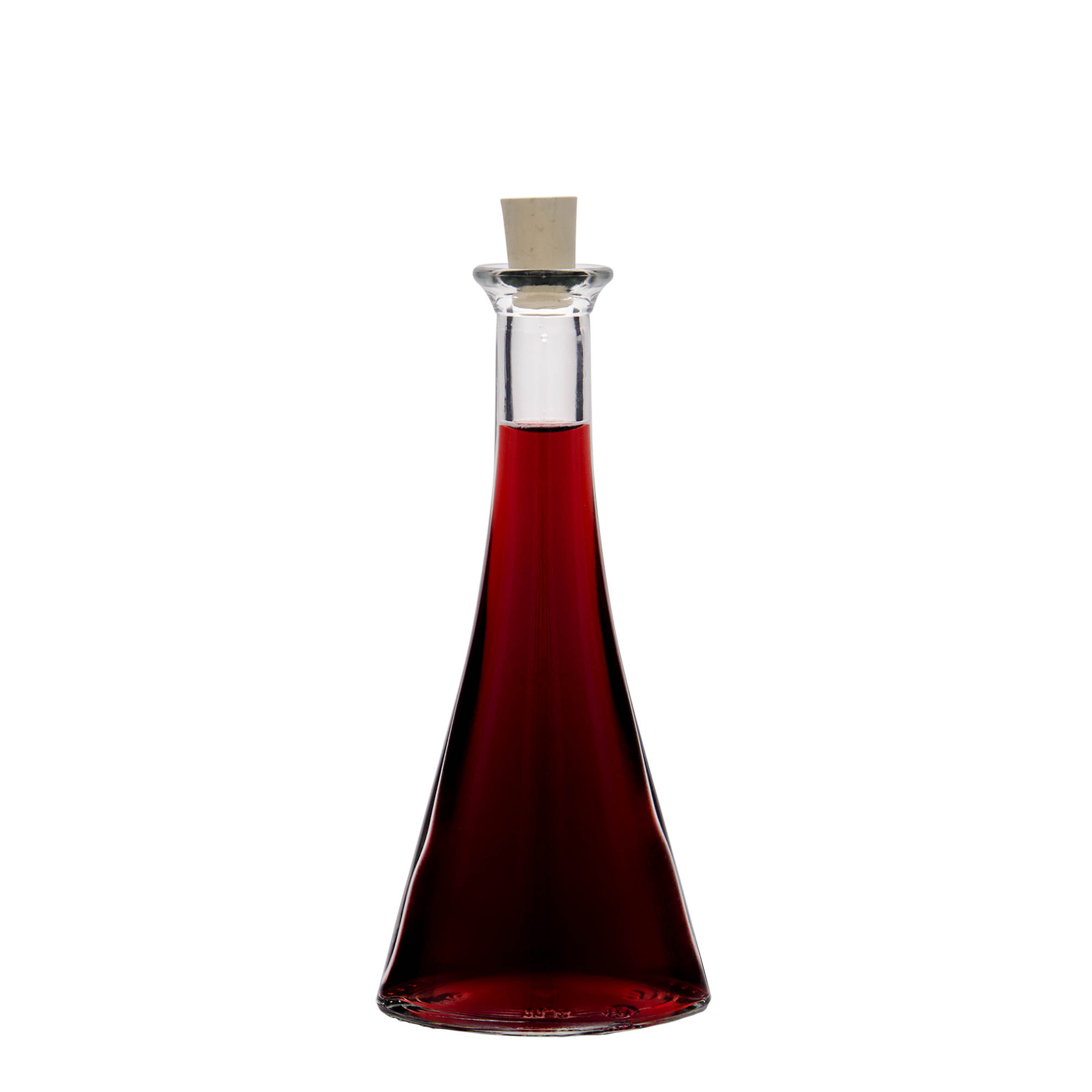 Glazen fles 'Veronica', 100 ml, halfrond, monding: kurk Glazen fles 'Veronica', 100 ml, halfrond, monding: kurk