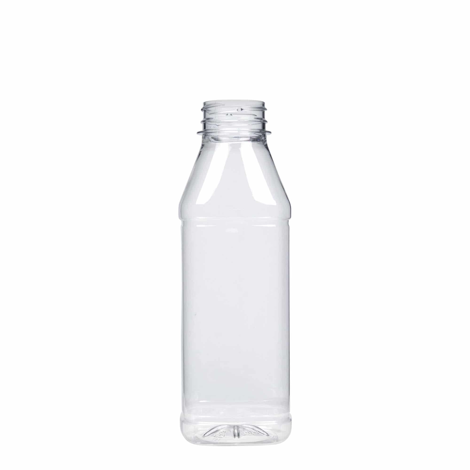 Bouteille en PET 500 ml « Milk and Juice Carré », carrée, plastique, bouchage: 38 mm
