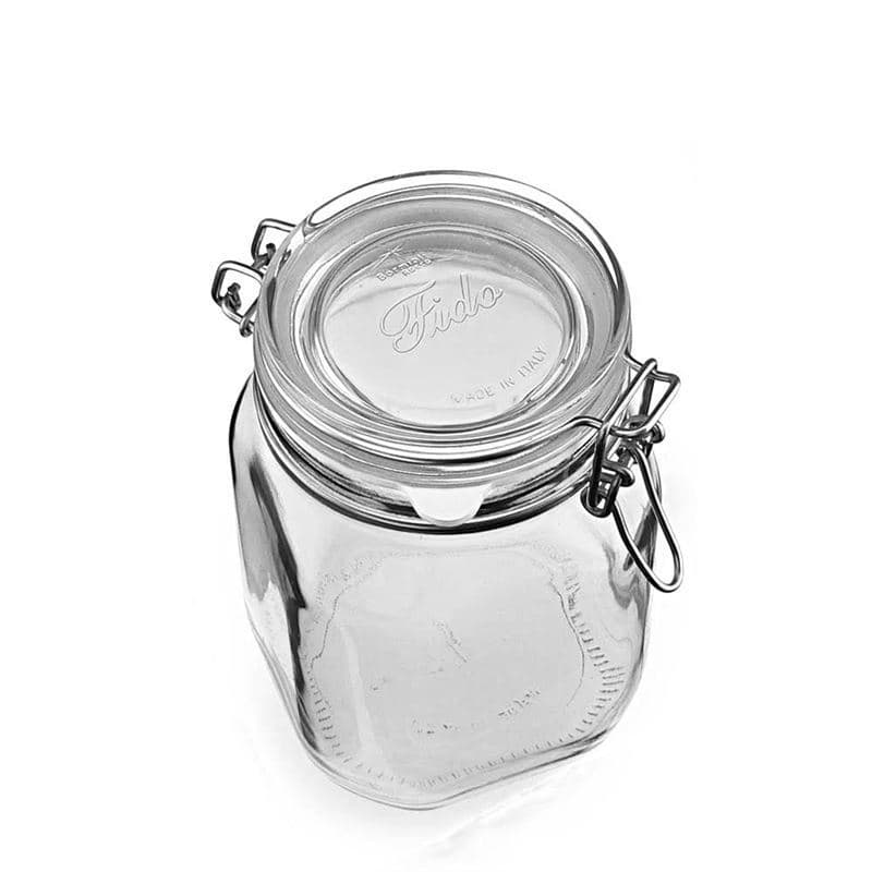 Pot met beugelsluiting 'Fido', 1000 ml, vierkant, monding: beugelsluiting