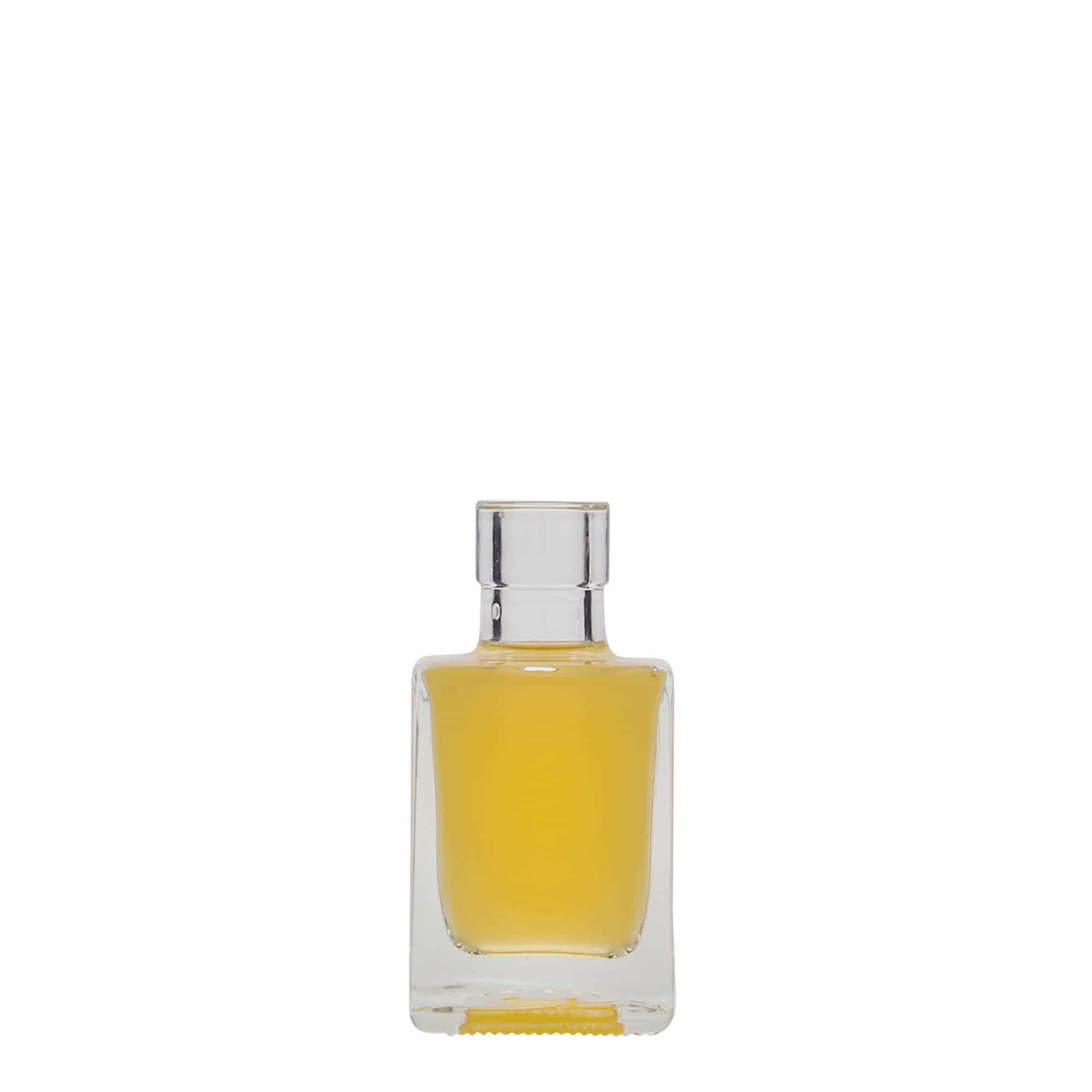 Glazen fles 'Cube', 50 ml, vierkant, monding: kurk