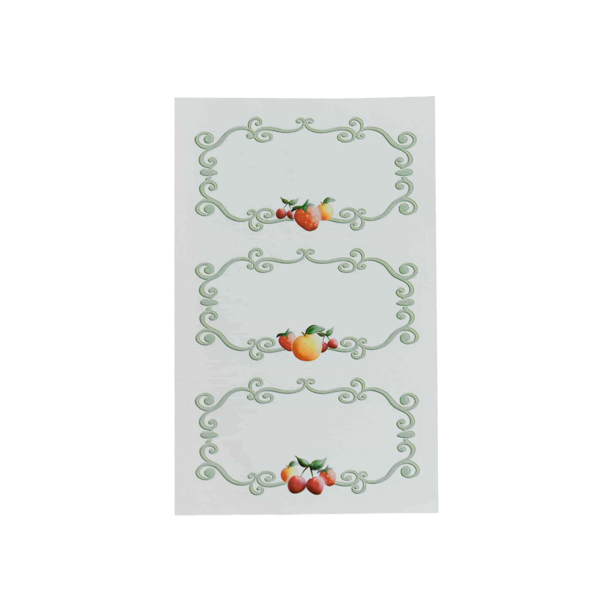 Étiquettes usage spécial 'Cadre de fruits', rectangulaire, papier, multicolore