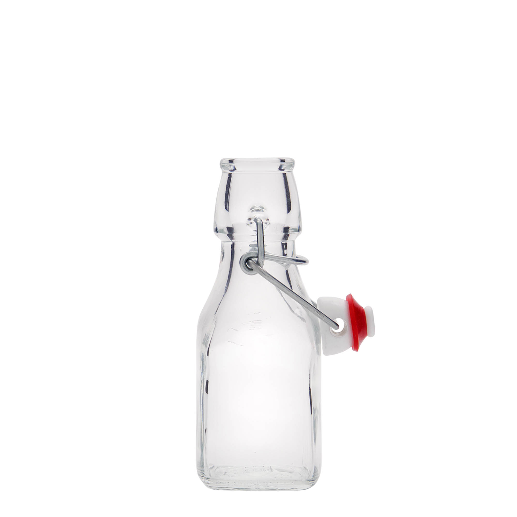 Glazen fles 'Swing', 125 ml, vierkant, monding: beugelsluiting Glazen fles 'Swing', 125 ml, vierkant, monding: beugelsluiting