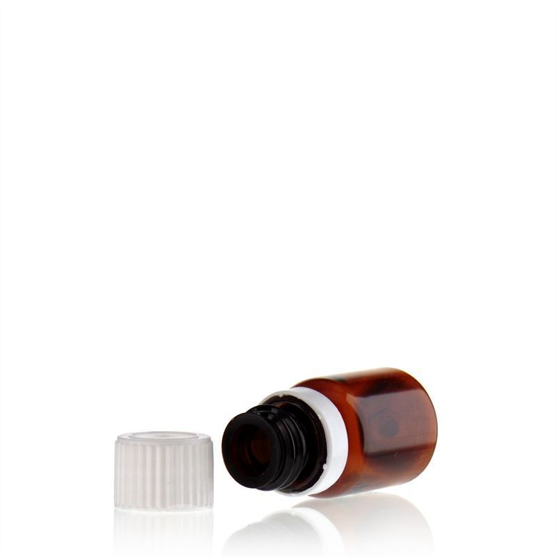 Flacon pharmaceutique en PET 10 ml 'Easy Living', brun, plastique, bouchage: DIN 18 Flacon pharmaceutique en PET 10 ml 'Easy Living', brun, plastique, bouchage: DIN 18