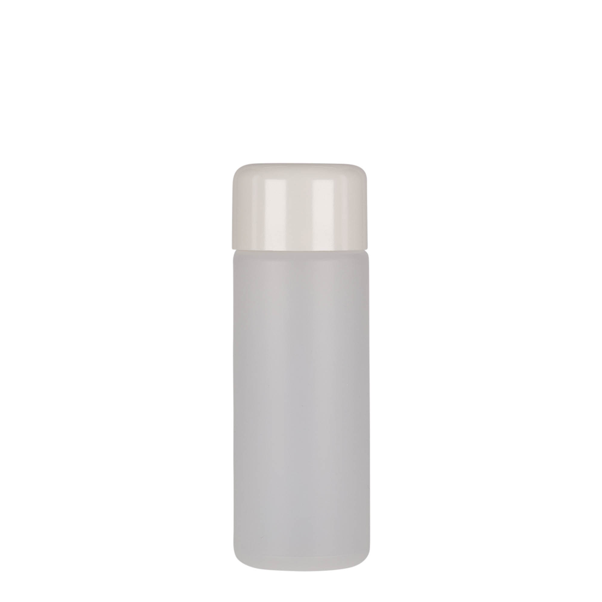 Bouteille ronde 100 ml, plastique PE, nature, bouchage: Bougage à vis Bouteille ronde 100 ml, plastique PE, nature, bouchage: Bougage à vis