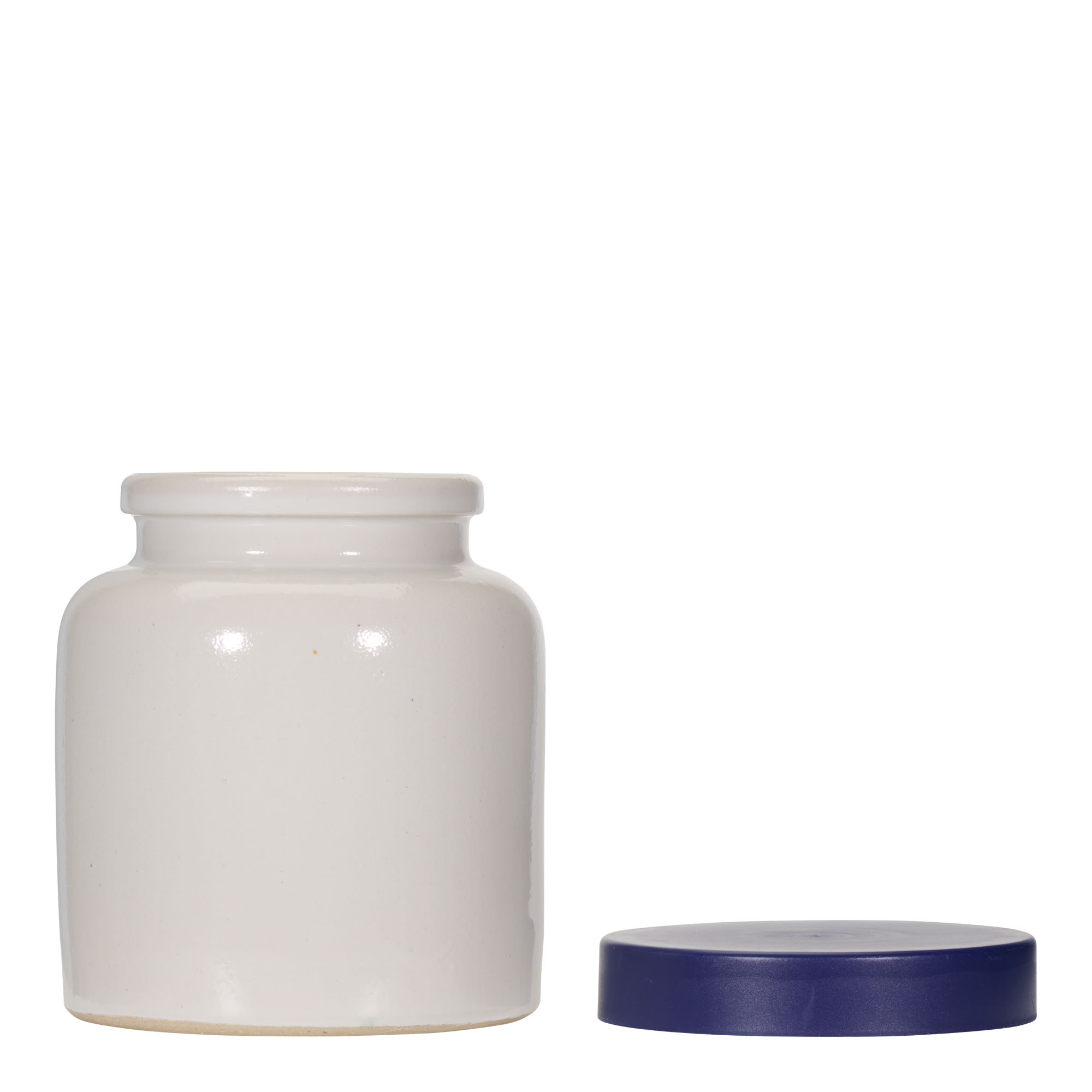 Steengoed pot, 270 ml, keramiek, wit, monding: stulpdeksel Steengoed pot, 270 ml, keramiek, wit, monding: stulpdeksel