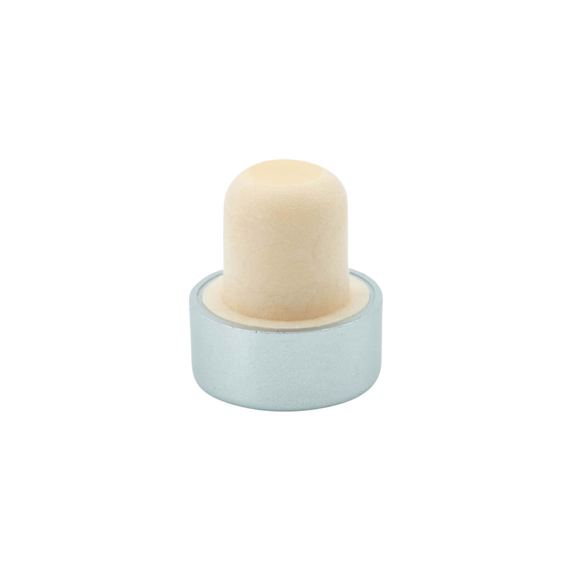 Dopkurk, 19 mm, kunststof, zilver, voor monding: kurk