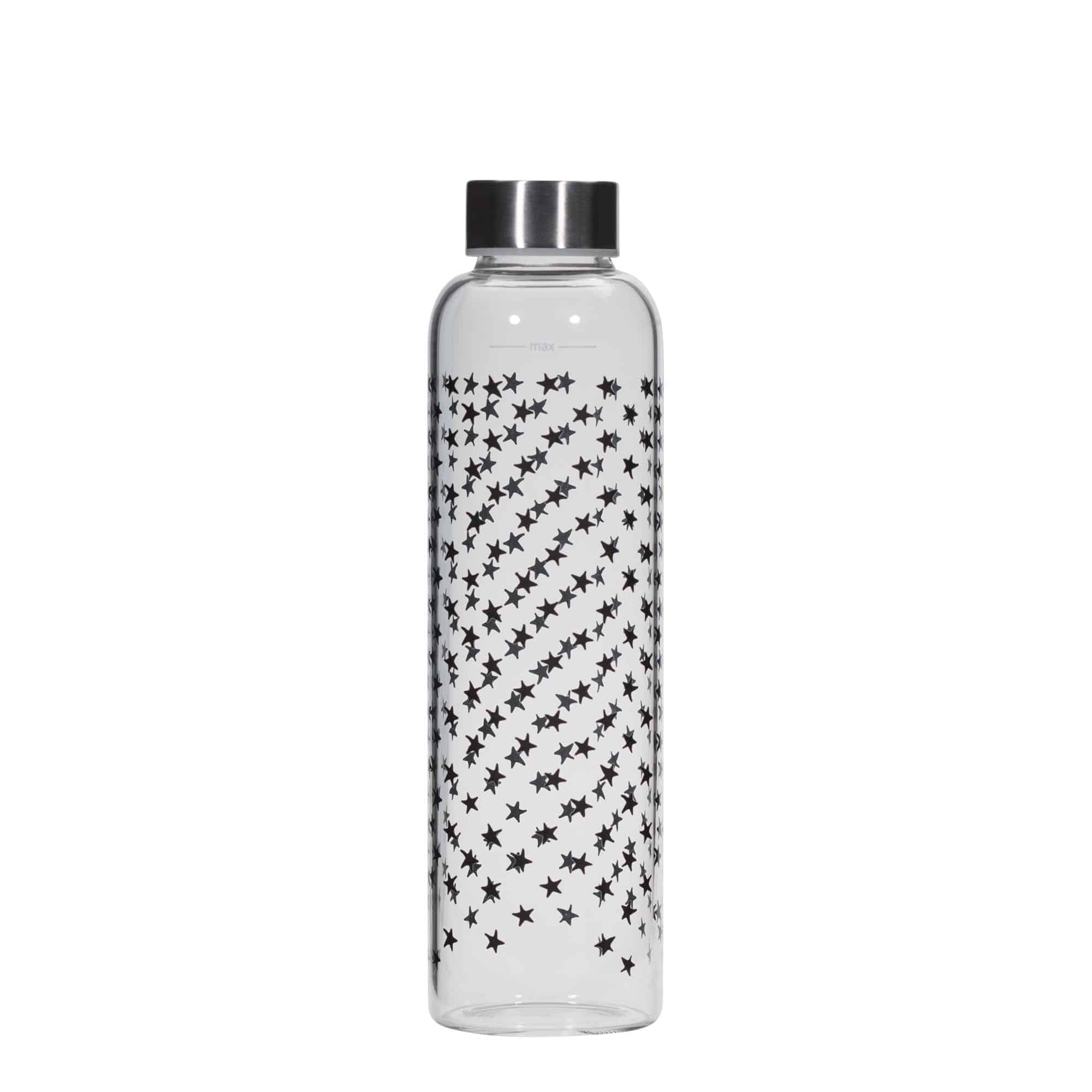 Gourde 500 ml 'Perseus', motif : étoiles noires, bouchage: Bougage à vis