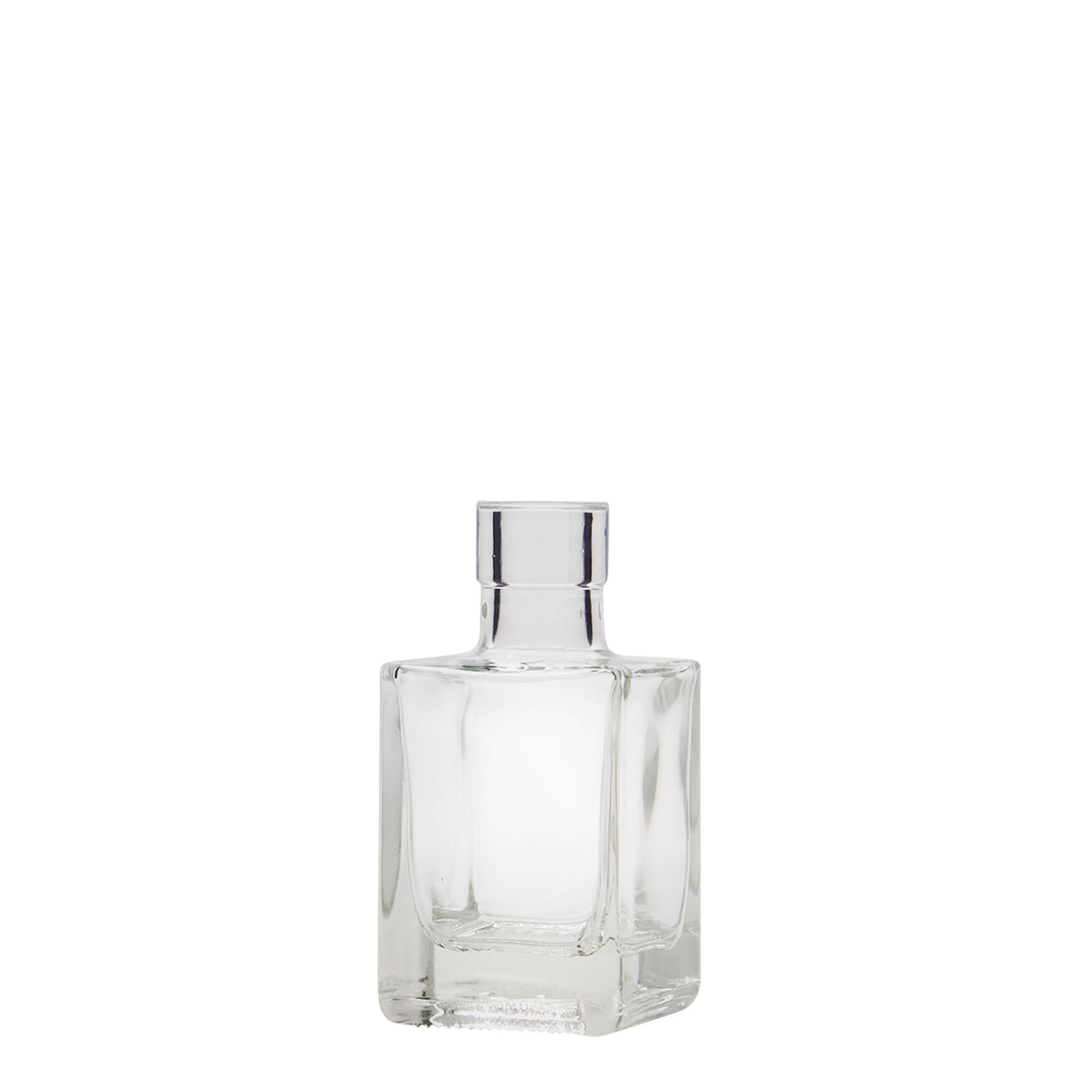 Glazen fles 'Cube', 50 ml, vierkant, monding: kurk Glazen fles 'Cube', 50 ml, vierkant, monding: kurk