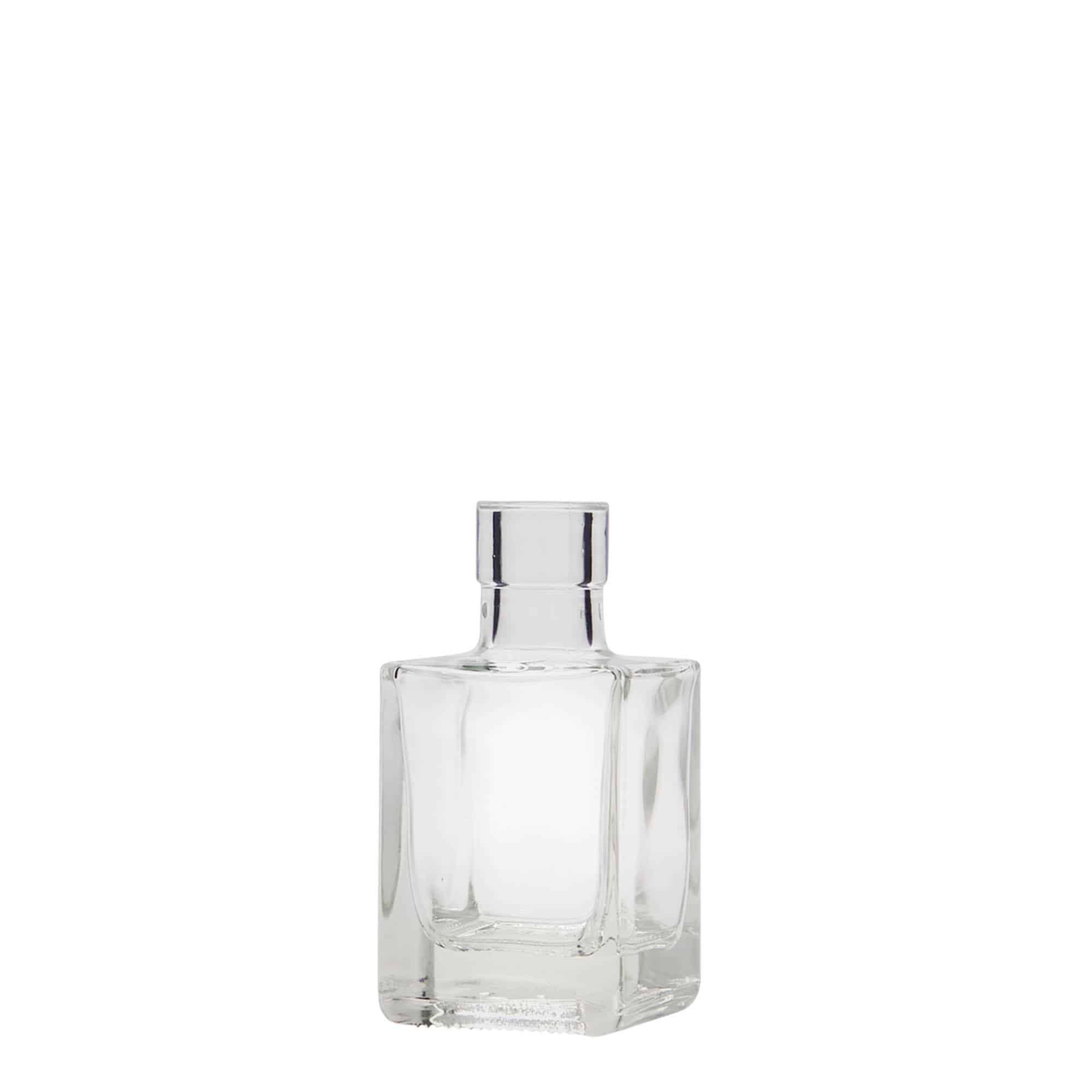 Glazen fles 'Cube', 50 ml, vierkant, monding: kurk