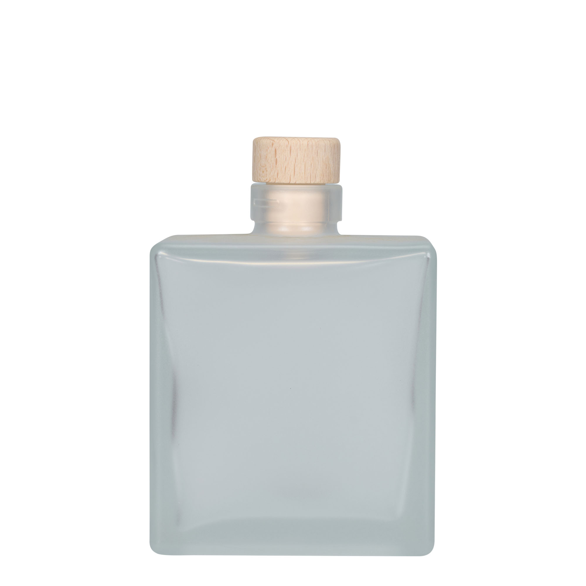 Glazen fles 'Cube', 500 ml, vierkant, gematteerd, monding: kurk