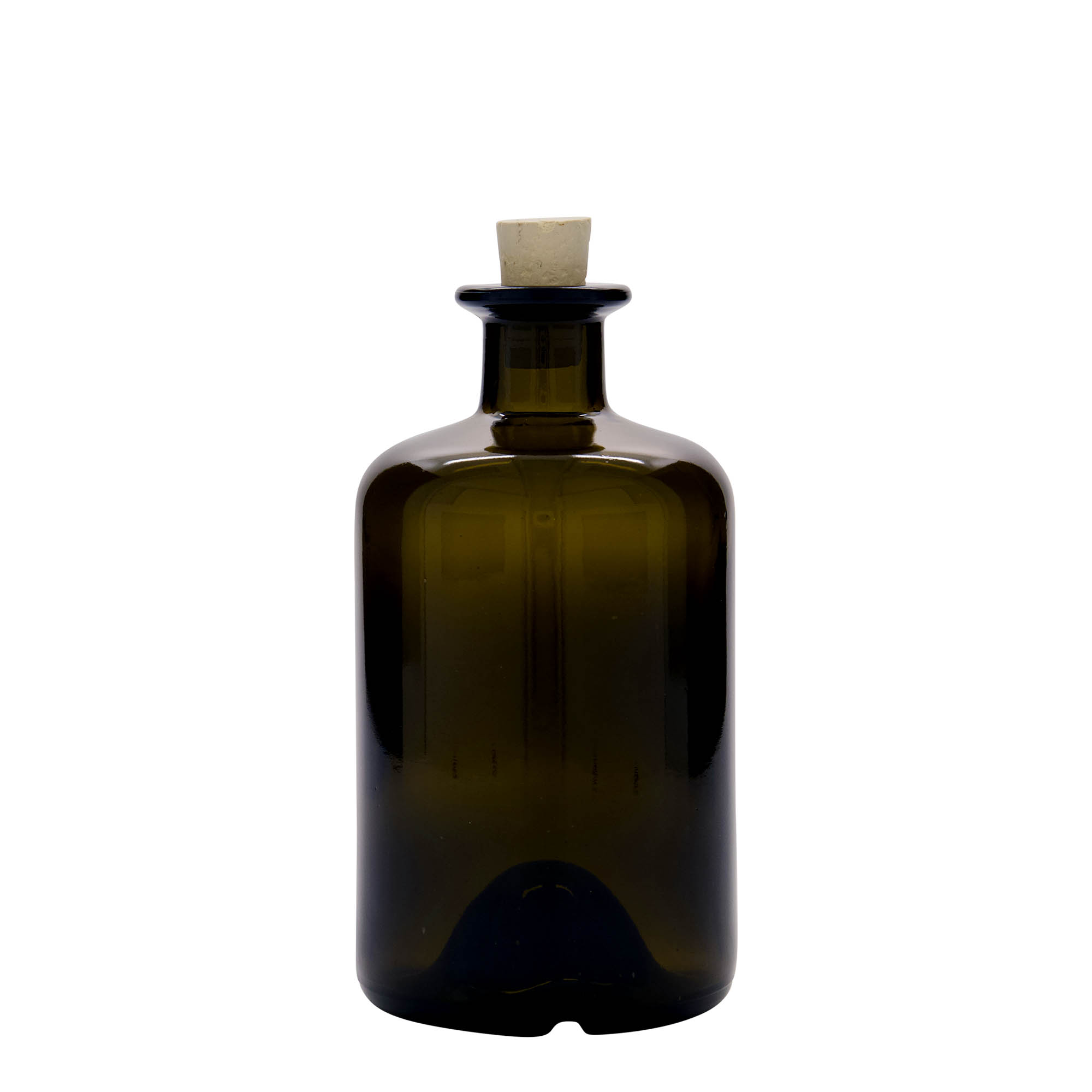 Bouteille en verre apothicaire 500 ml, vert antique, bouchage: bouchon Bouteille en verre apothicaire 500 ml, vert antique, bouchage: bouchon