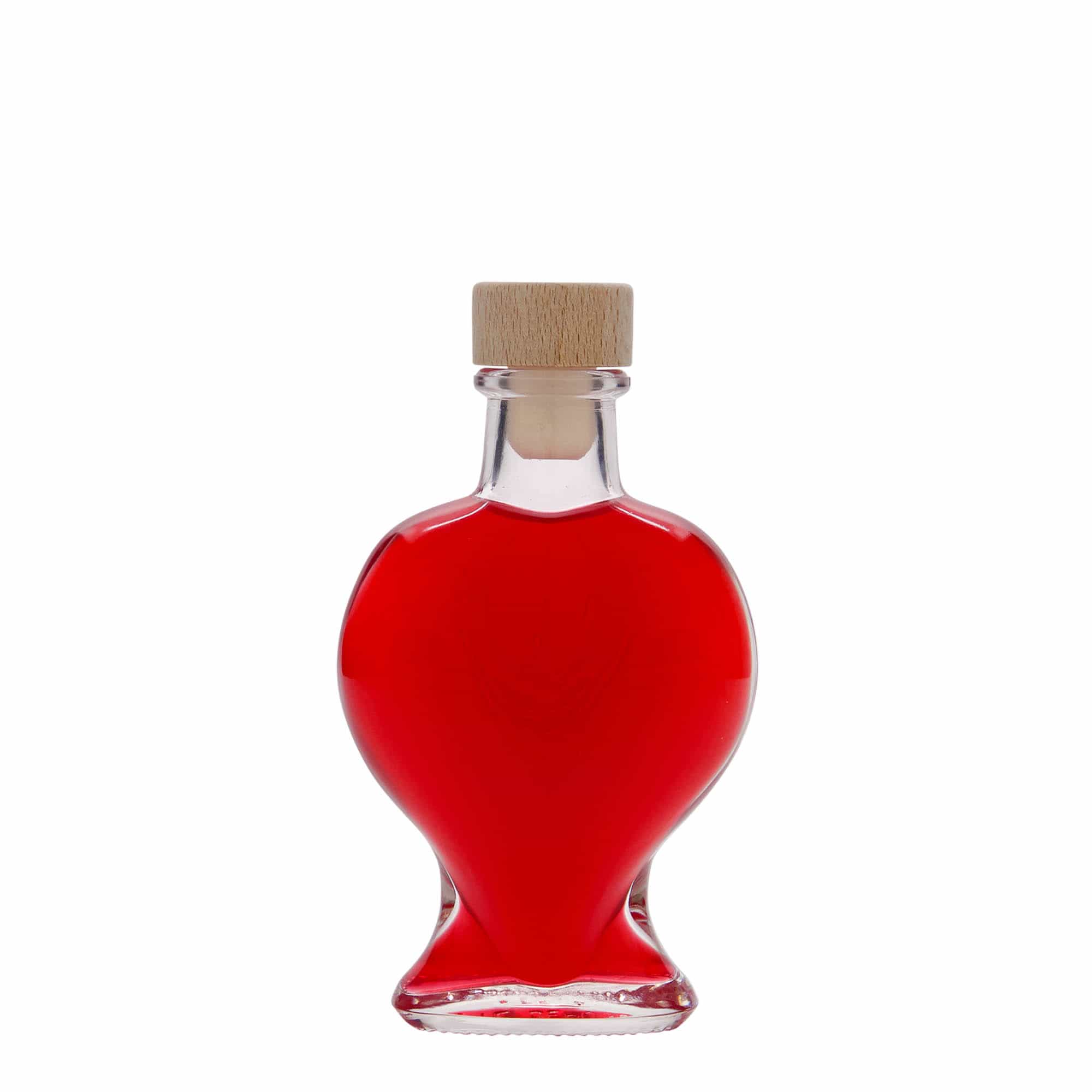 Bouteille en verre 100 ml 'Cœur', bouchage: bouchon