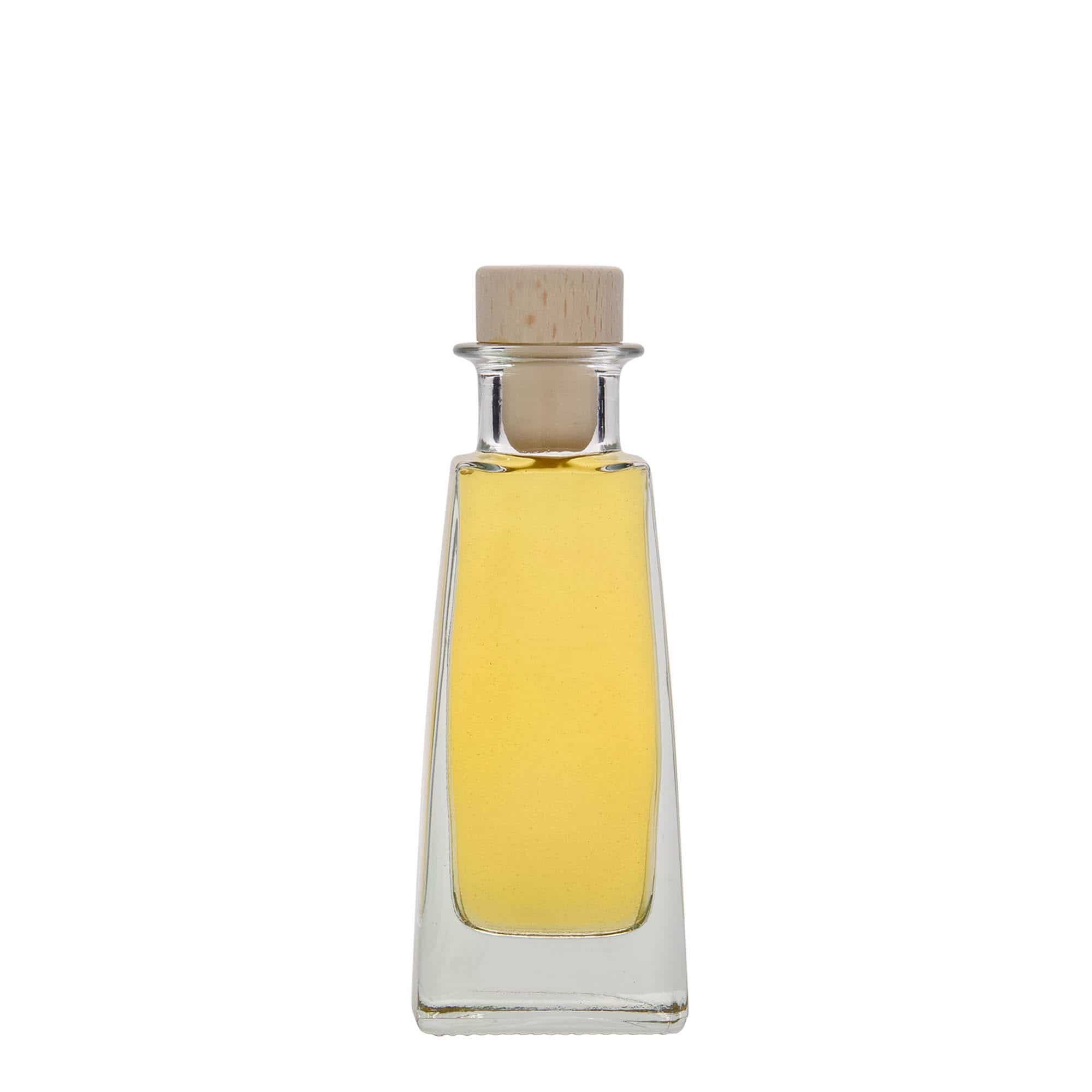 Glazen fles 'Timmy', 100 ml, rechthoekig, monding: kurk