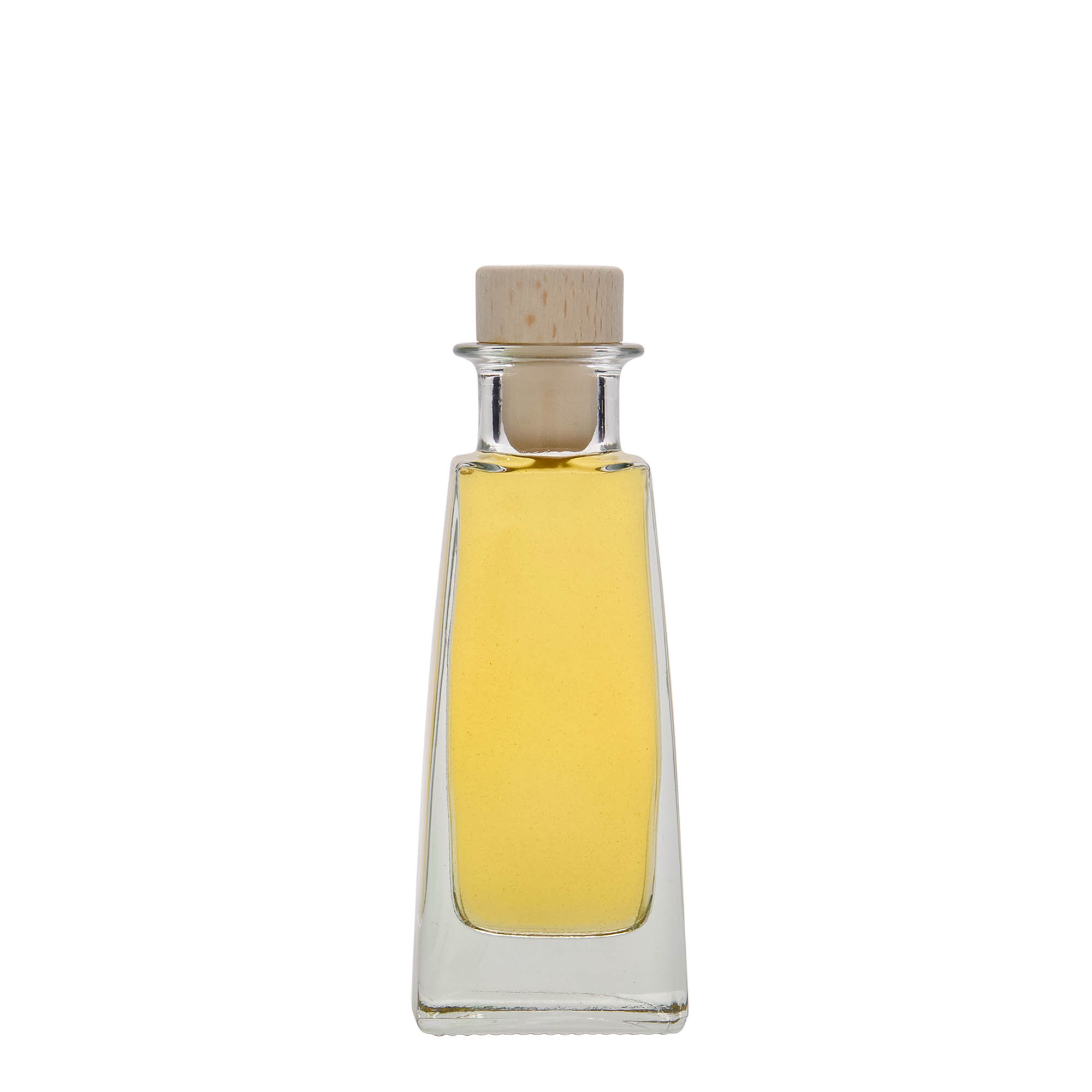 Glazen fles 'Timmy', 100 ml, rechthoekig, monding: kurk