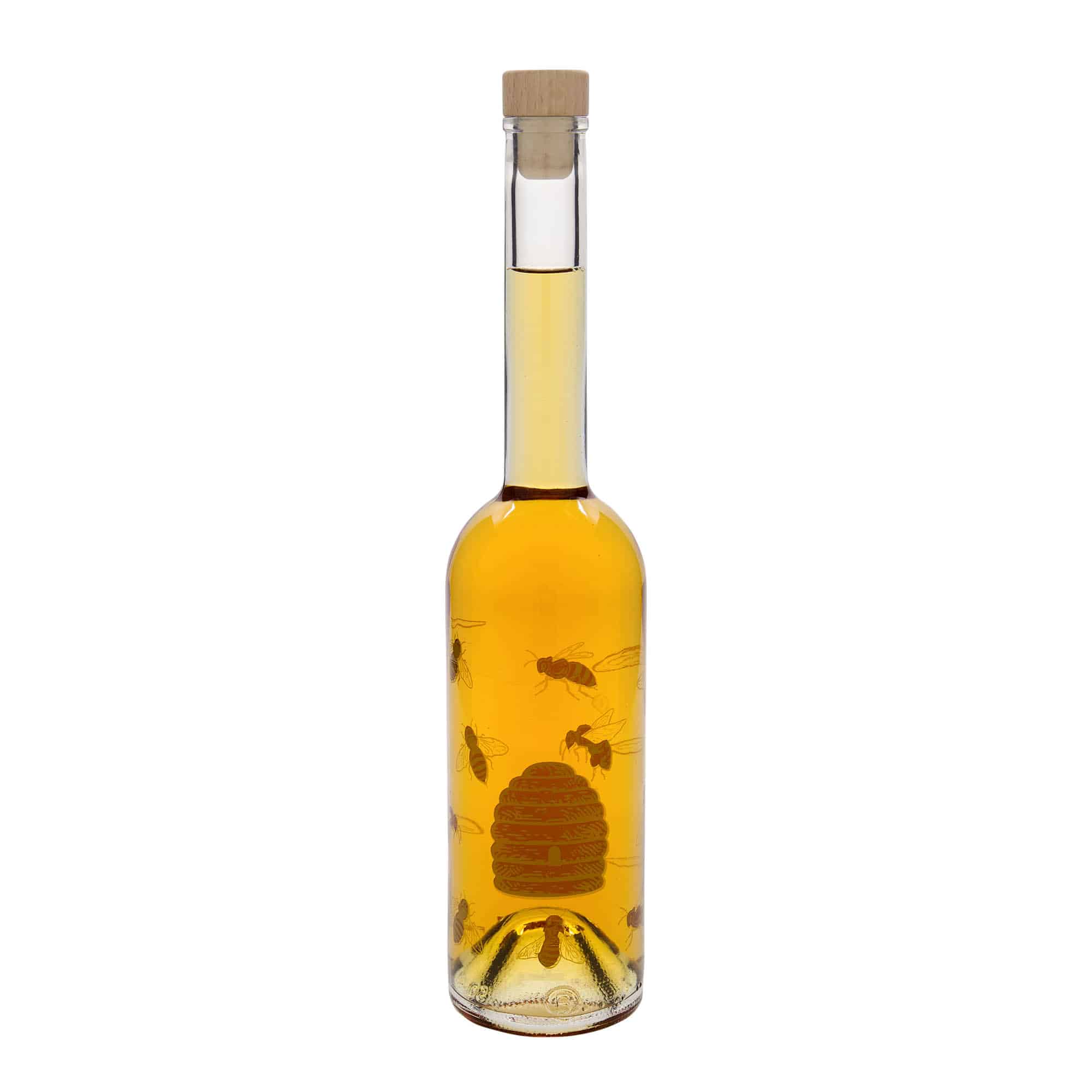 Glazen fles 'Opera', 500 ml, motief: Bijen, monding: kurk