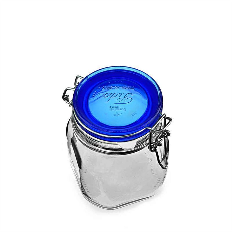 Pot met beugelsluiting 'Fido' Blue Top, 750 ml, vierkant, monding: beugelsluiting Pot met beugelsluiting 'Fido' Blue Top, 750 ml, vierkant, monding: beugelsluiting