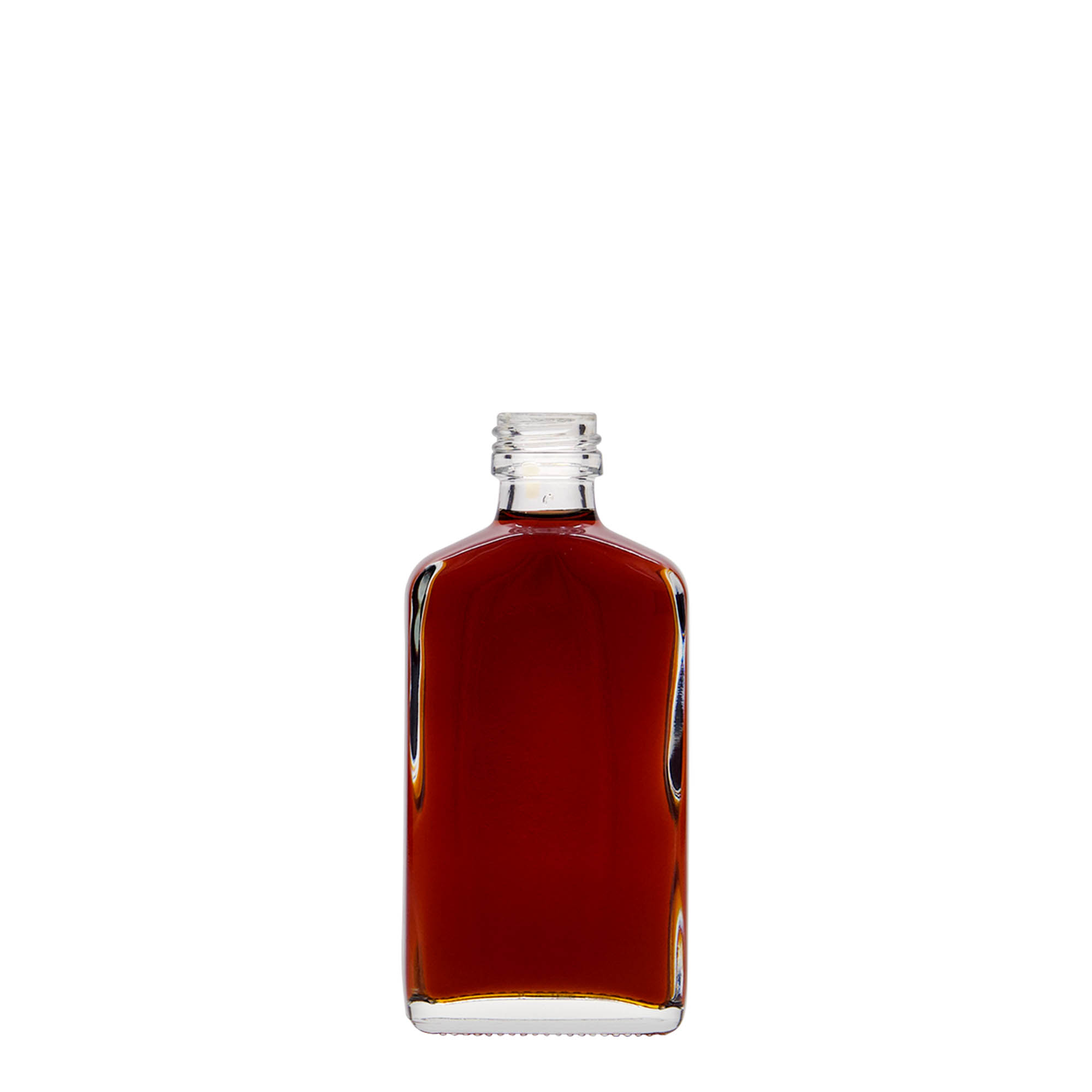 Flasque 50 ml, rectangulaire, verre, bouchage: PP 18 Flasque 50 ml, rectangulaire, verre, bouchage: PP 18