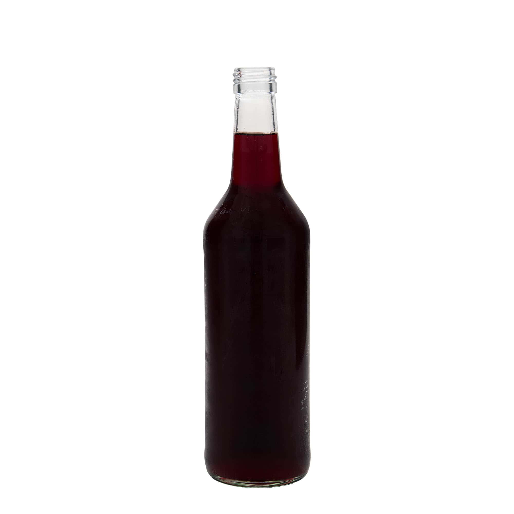 Glazen fles met rechte hals, 500 ml, monding: PP 28