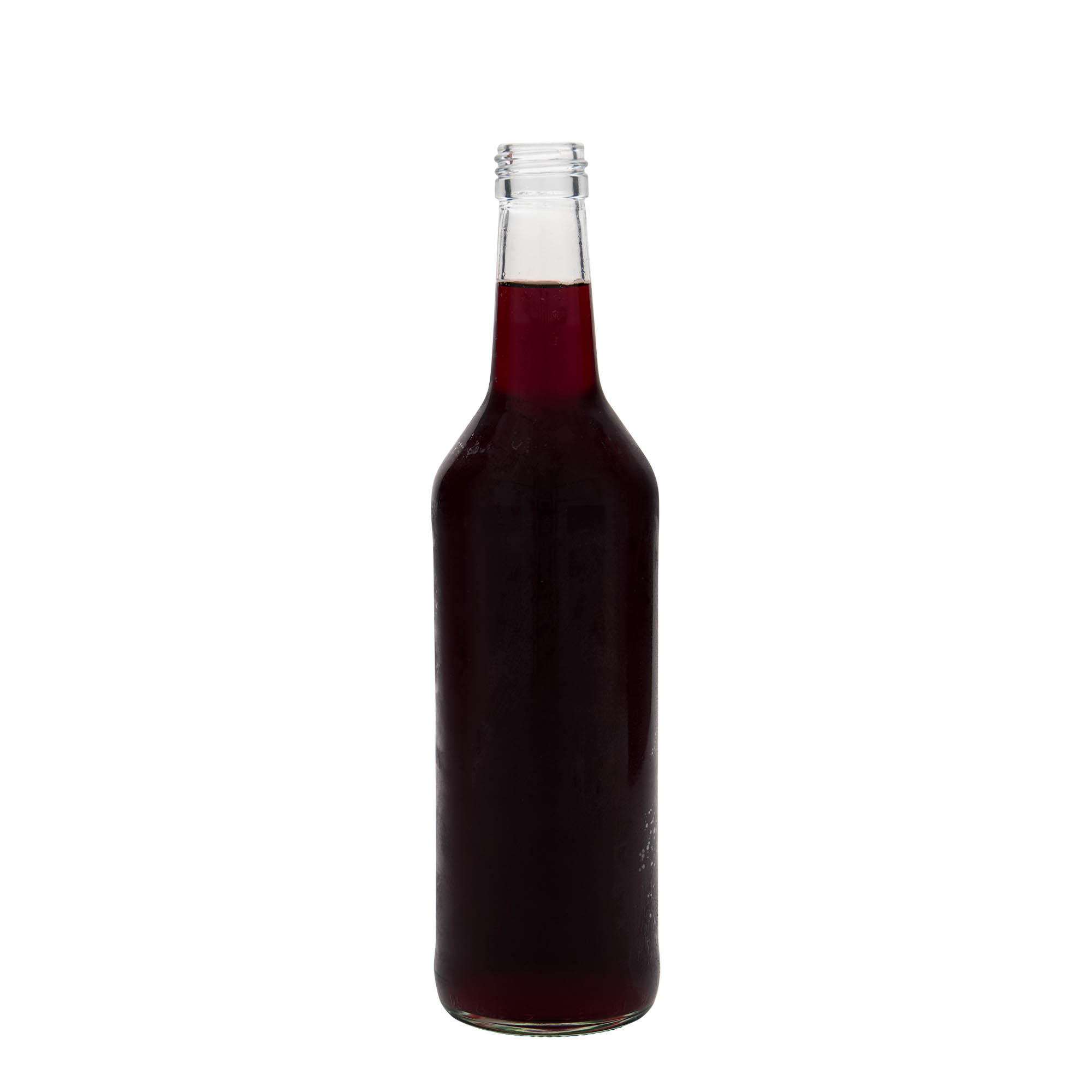 Glazen fles met rechte hals, 500 ml, monding: PP 28 Glazen fles met rechte hals, 500 ml, monding: PP 28