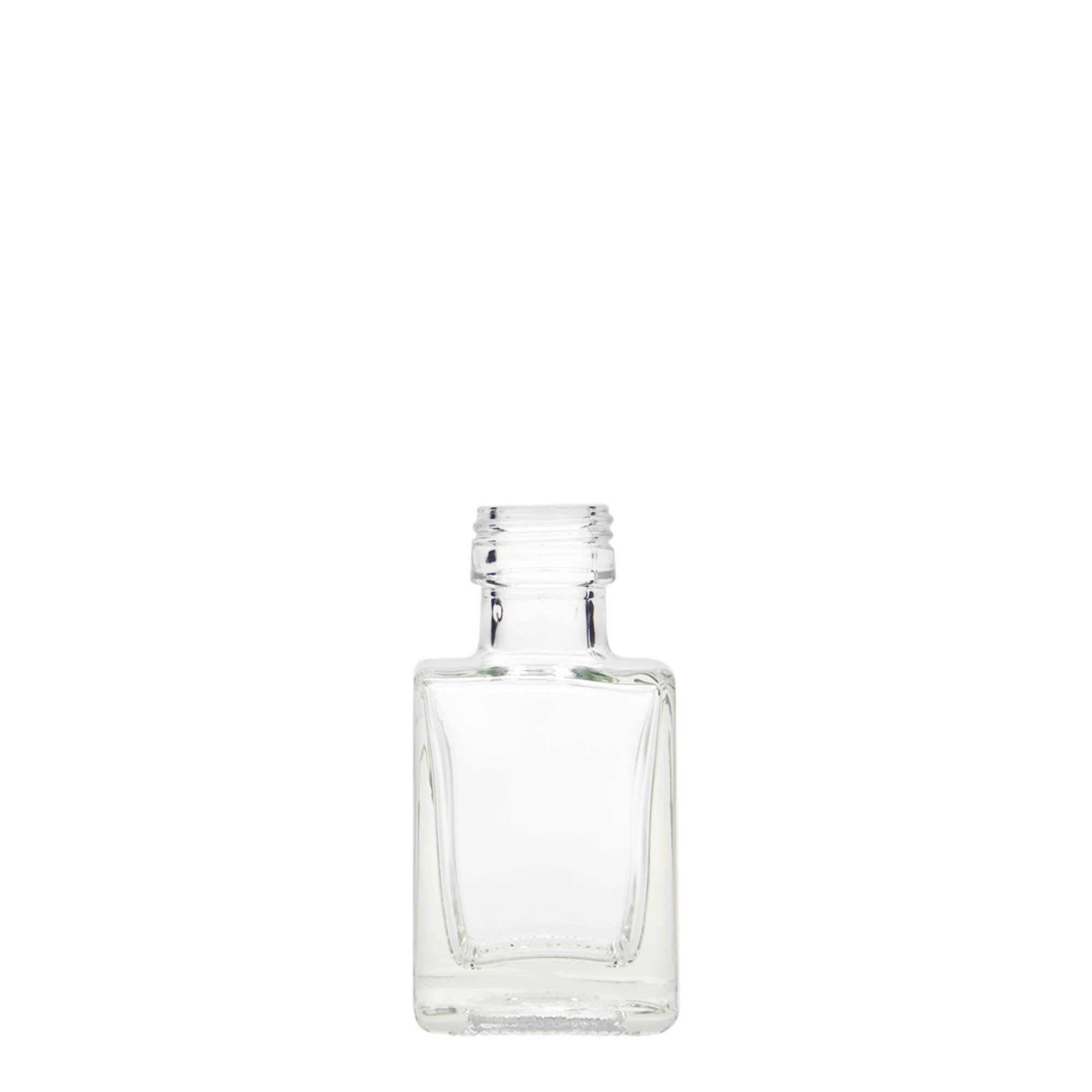 Glazen fles 'Cube', 50 ml, vierkant, monding: PP 24