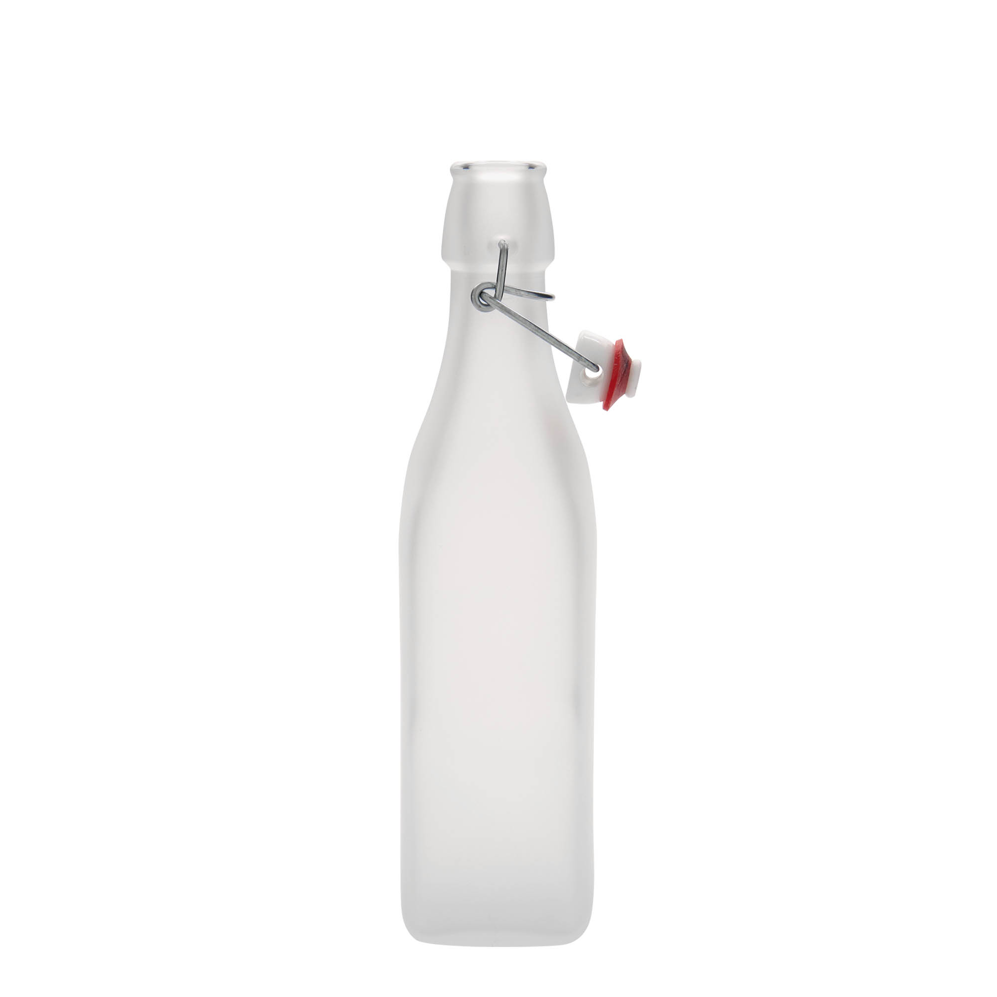 Bouteille en verre 500 ml 'Swing', carrée, blanche, bouchage: bouchon mécanique Bouteille en verre 500 ml 'Swing', carrée, blanche, bouchage: bouchon mécanique