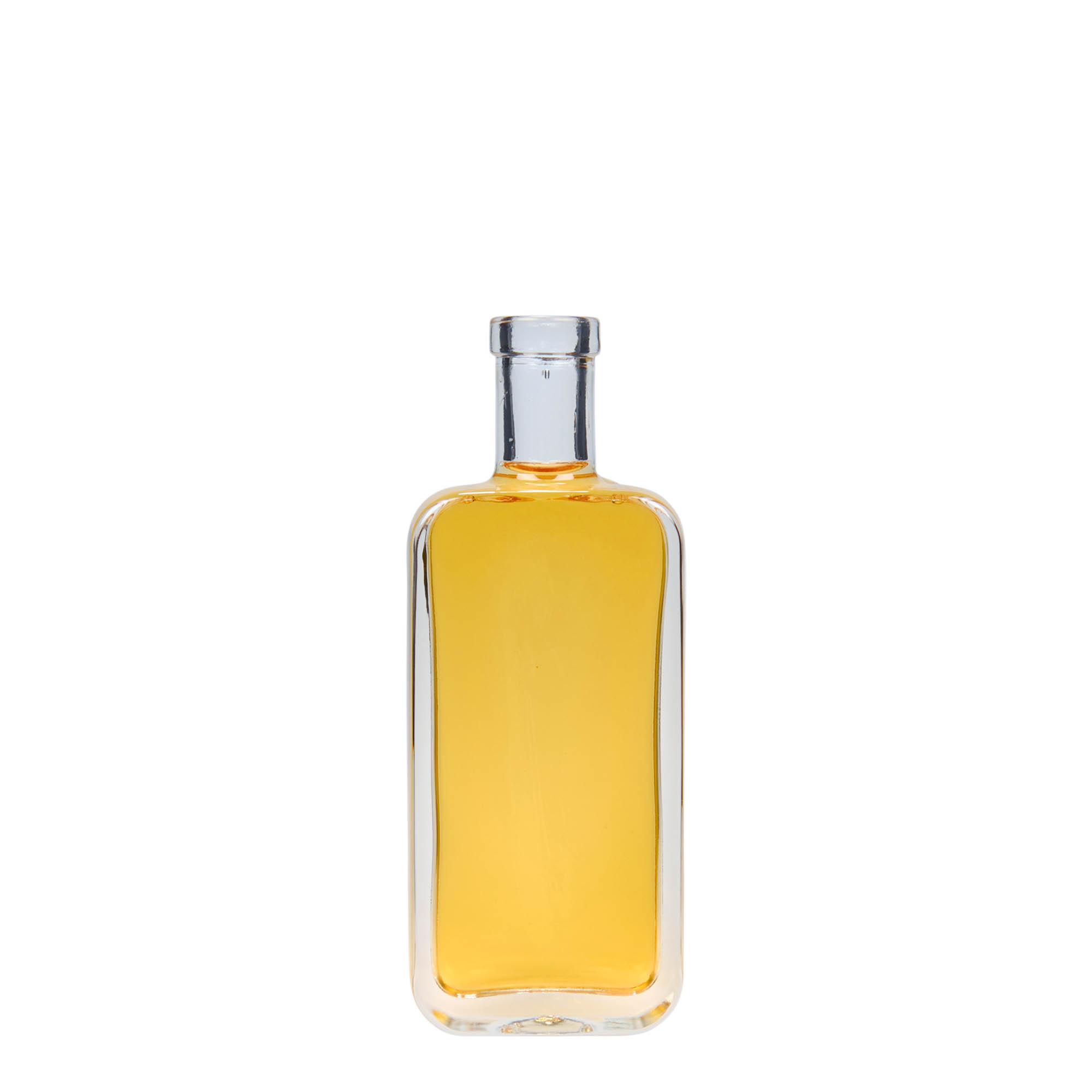 Glazen fles 'Nice', 100 ml, rechthoekig, monding: kurk Glazen fles 'Nice', 100 ml, rechthoekig, monding: kurk