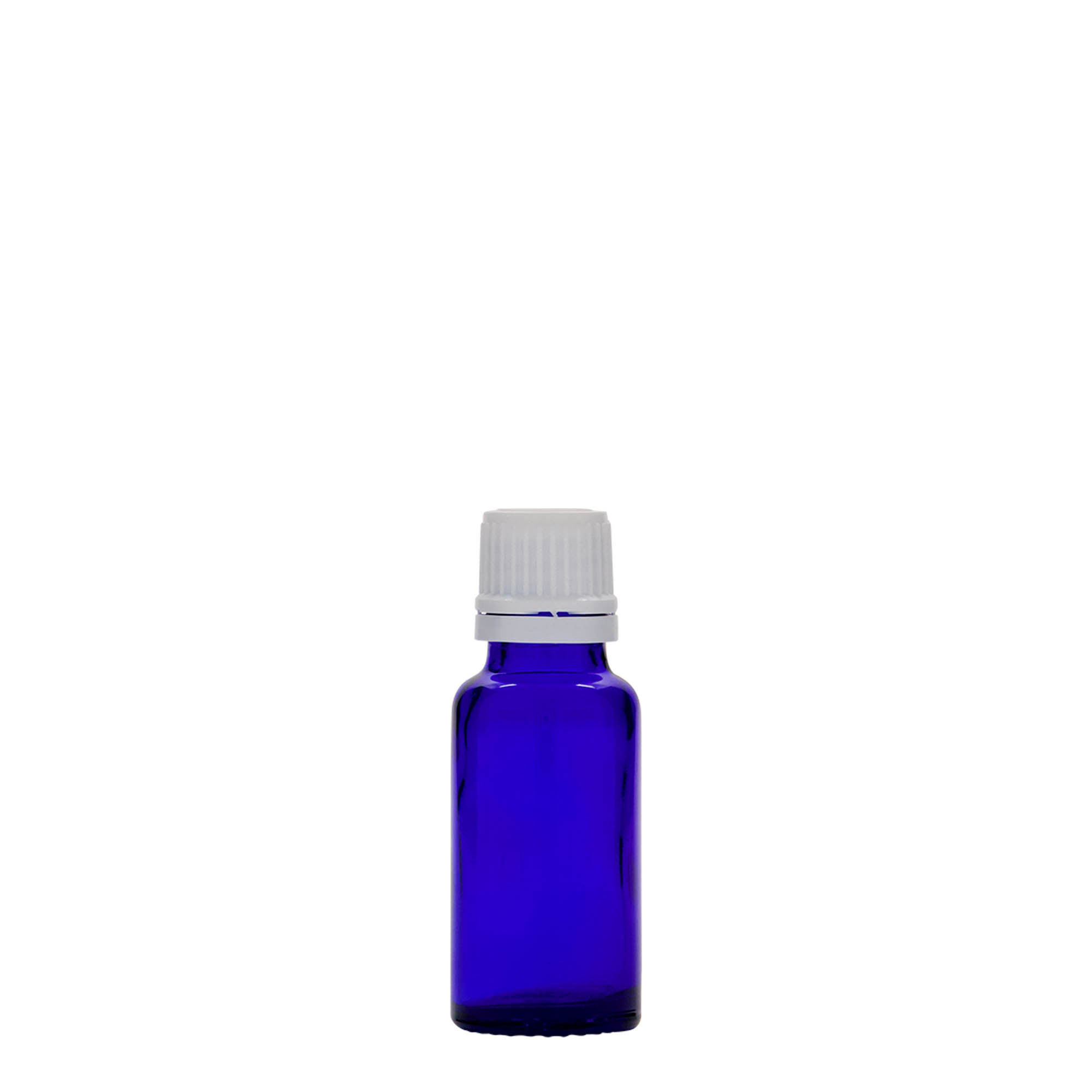 Flacon pharmaceutique 20 ml , verre, bleu roi, bouchage: DIN 18