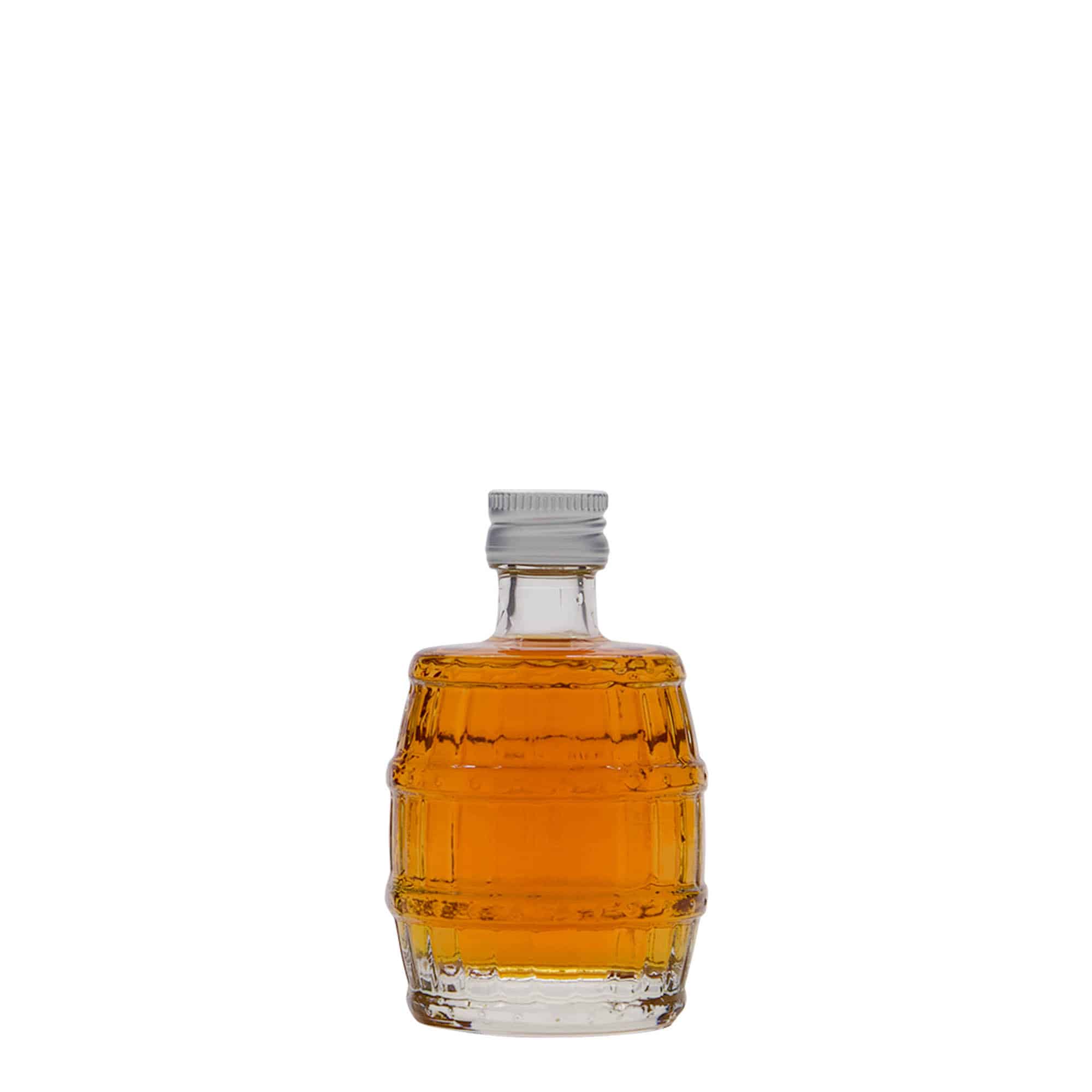 Glazen fles 'Vat', 50 ml, monding: PP 18