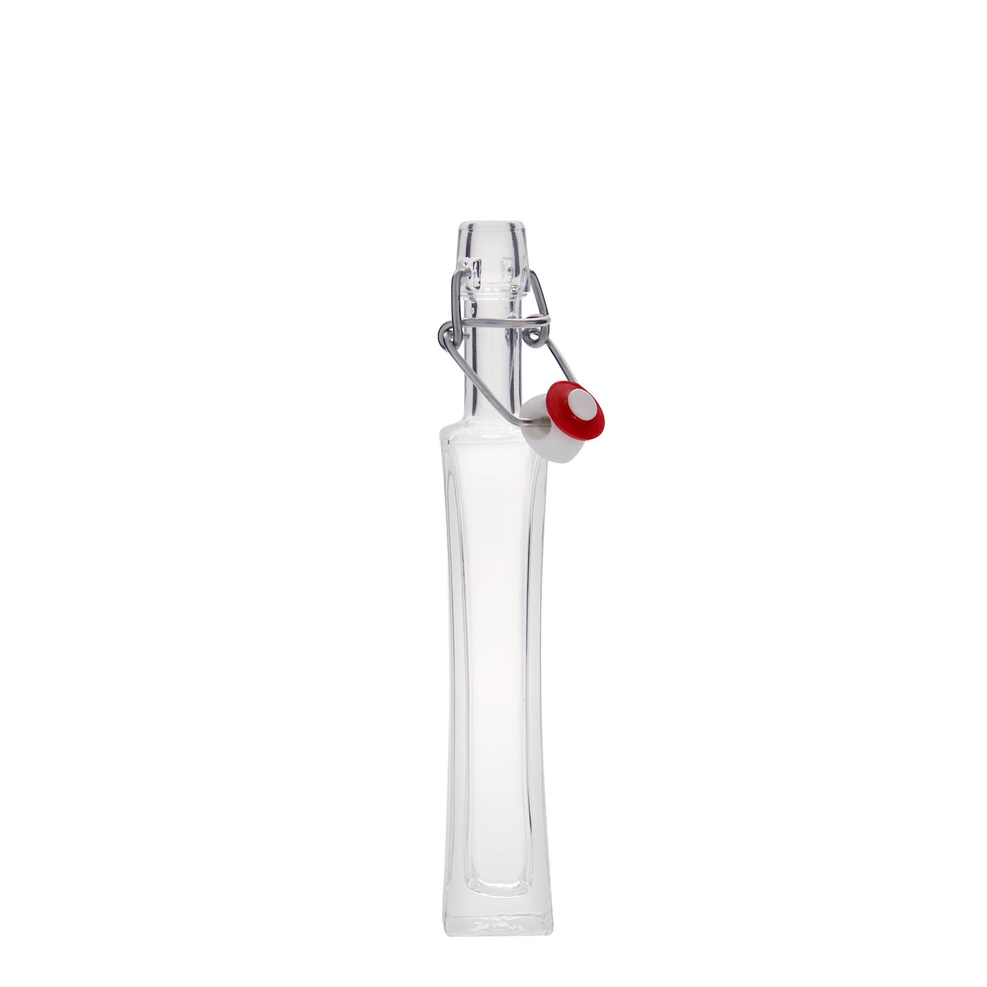 Glazen fles 'Koko', 40 ml, vierkant, monding: beugelsluiting