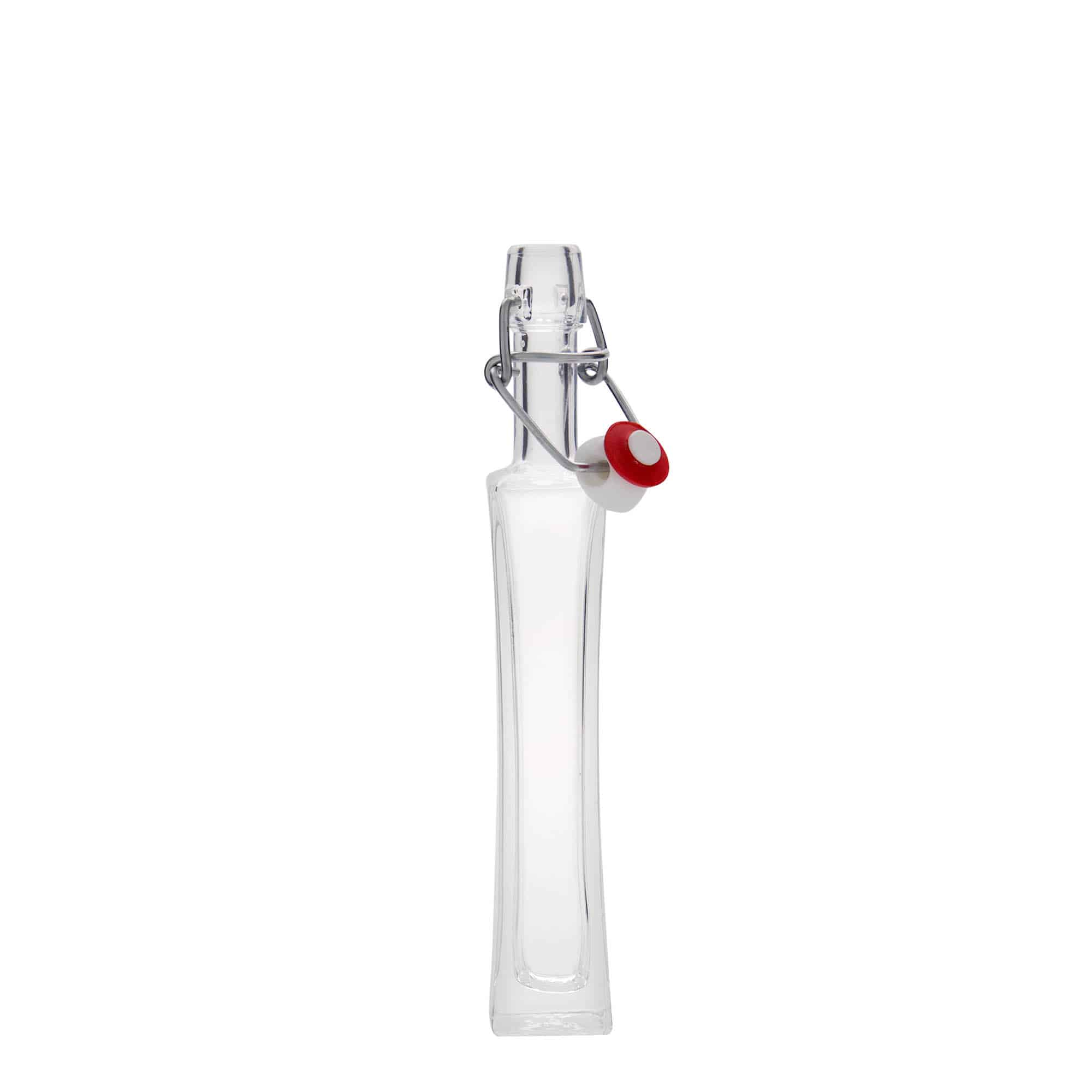Glazen fles 'Koko', 40 ml, vierkant, monding: beugelsluiting
