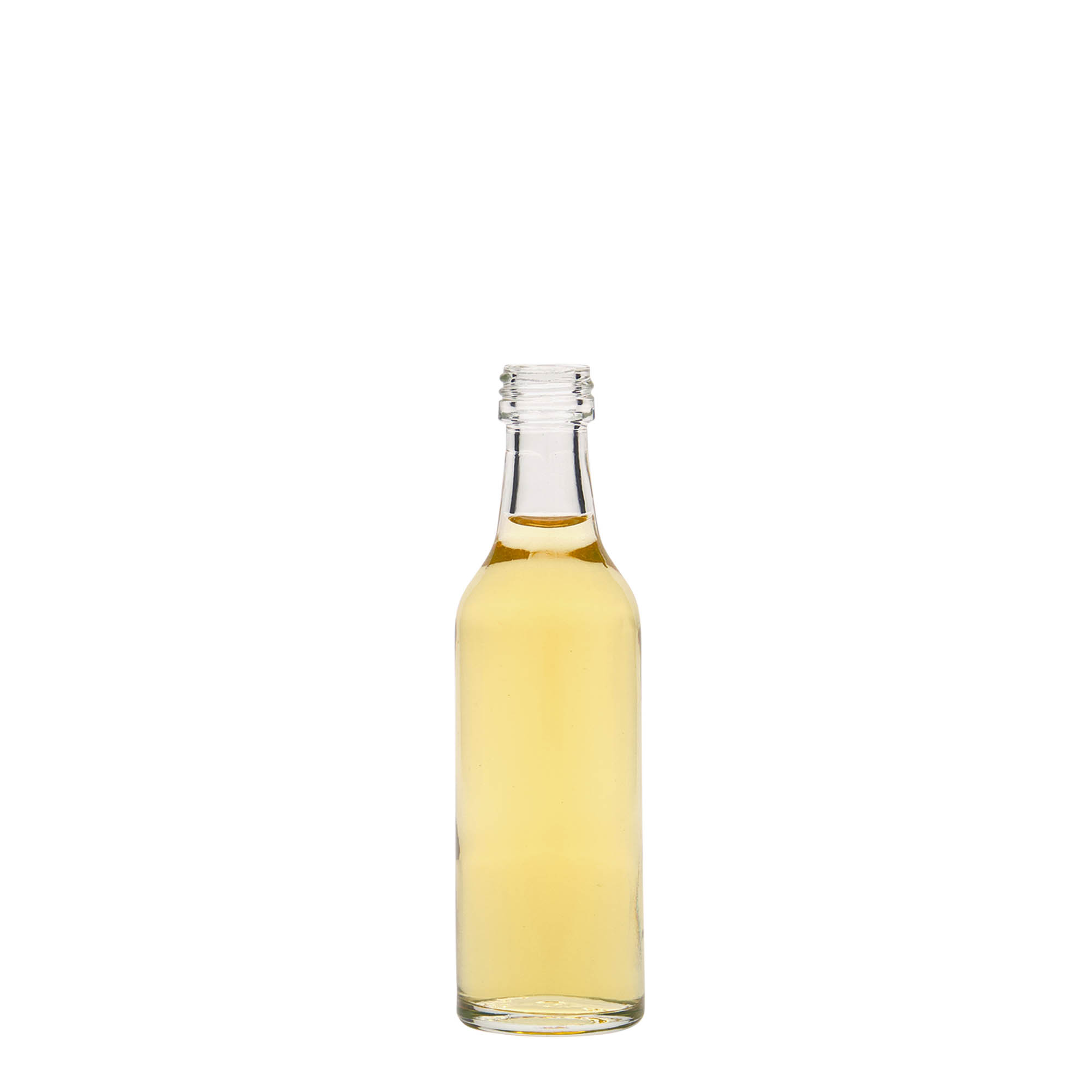 Glazen fles met rechte hals, 50 ml, monding: PP 18 Glazen fles met rechte hals, 50 ml, monding: PP 18