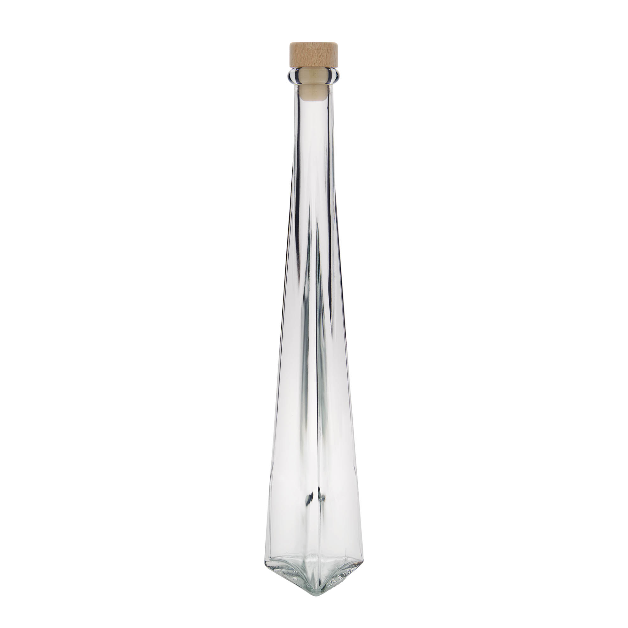 Glazen fles 'Dama Triangolore', 200 ml, driehoekig, monding: kurk Glazen fles 'Dama Triangolore', 200 ml, driehoekig, monding: kurk