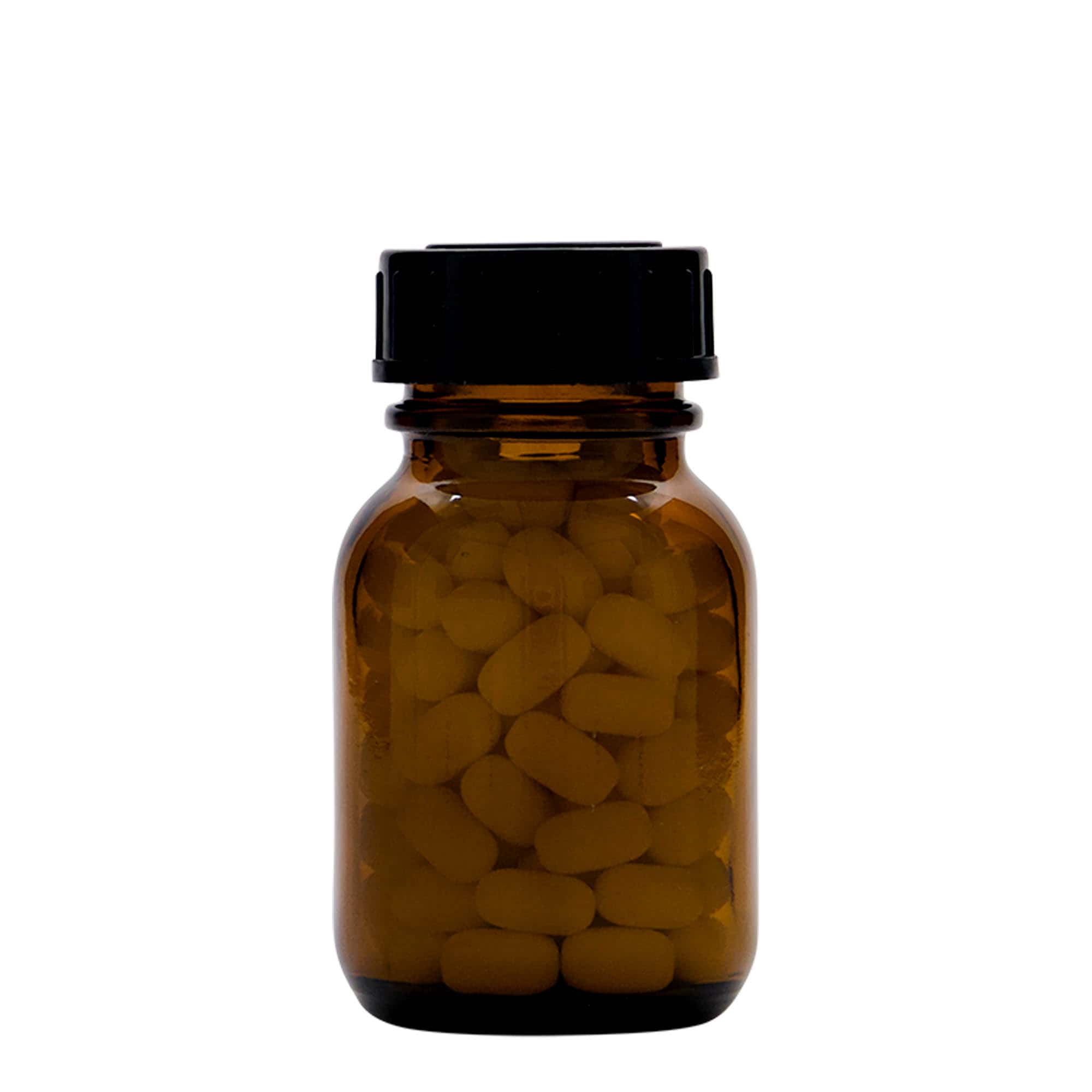 Pot met brede hals, 50 ml, bruin, monding: DIN 32