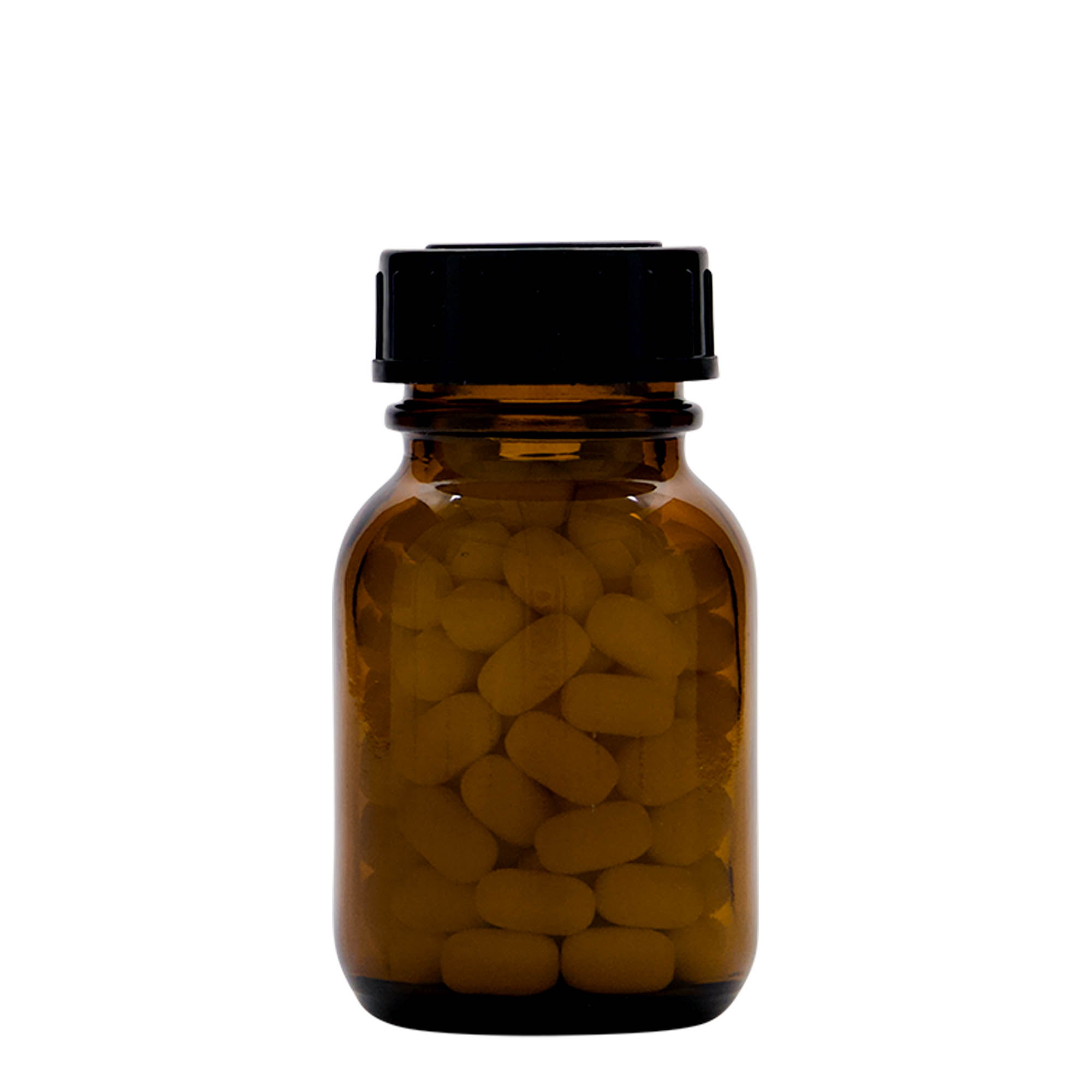Pot met brede hals, 50 ml, bruin, monding: DIN 32