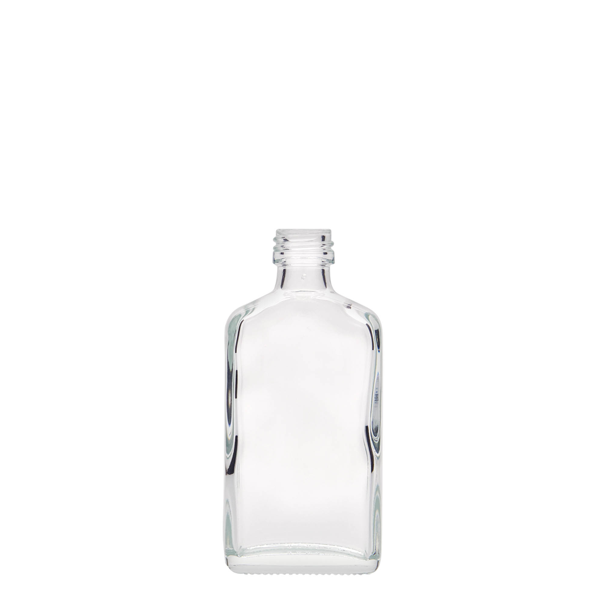 Flasque 50 ml, rectangulaire, verre, bouchage: PP 18 Flasque 50 ml, rectangulaire, verre, bouchage: PP 18
