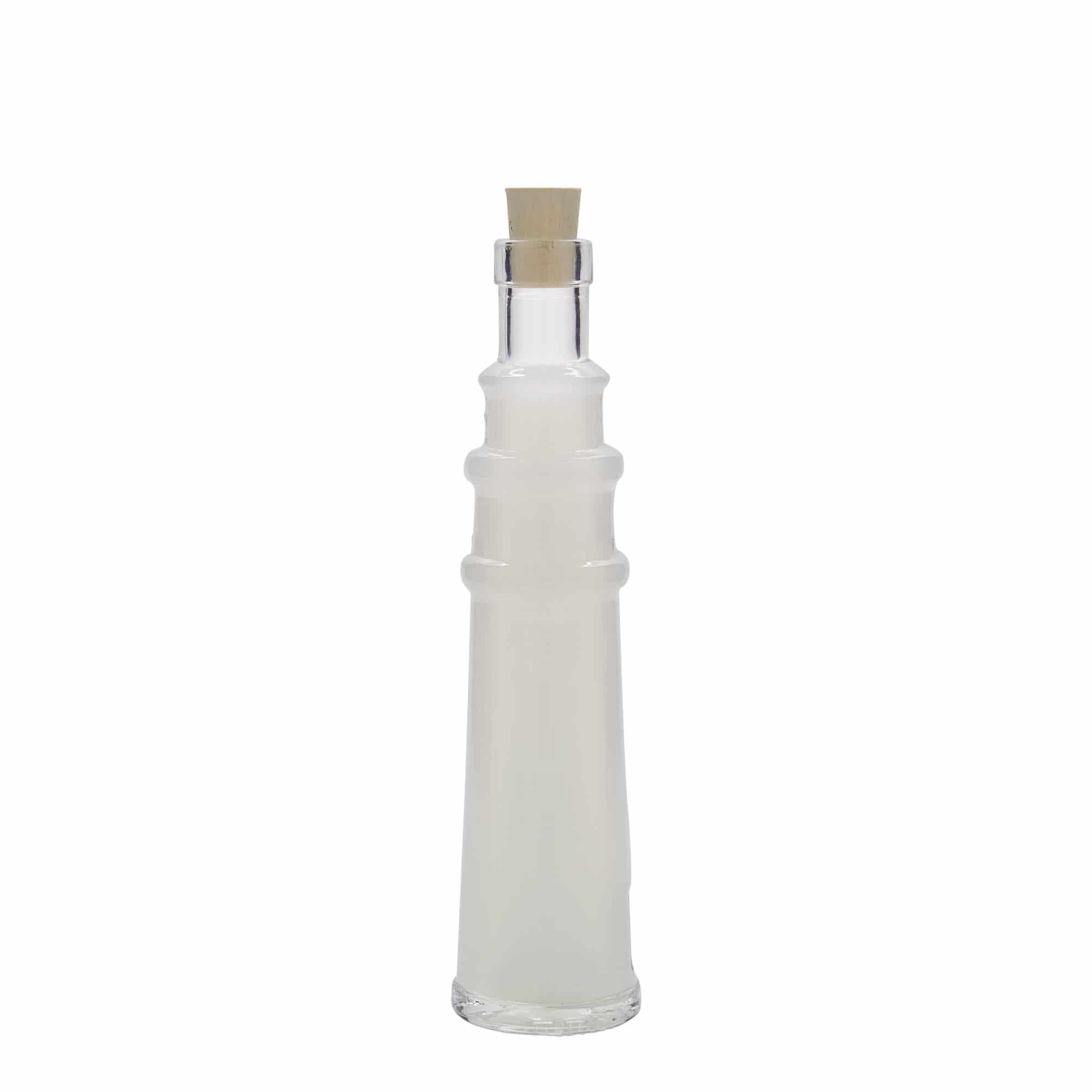 Glazen fles 'Vuurtoren', 100 ml, monding: kurk