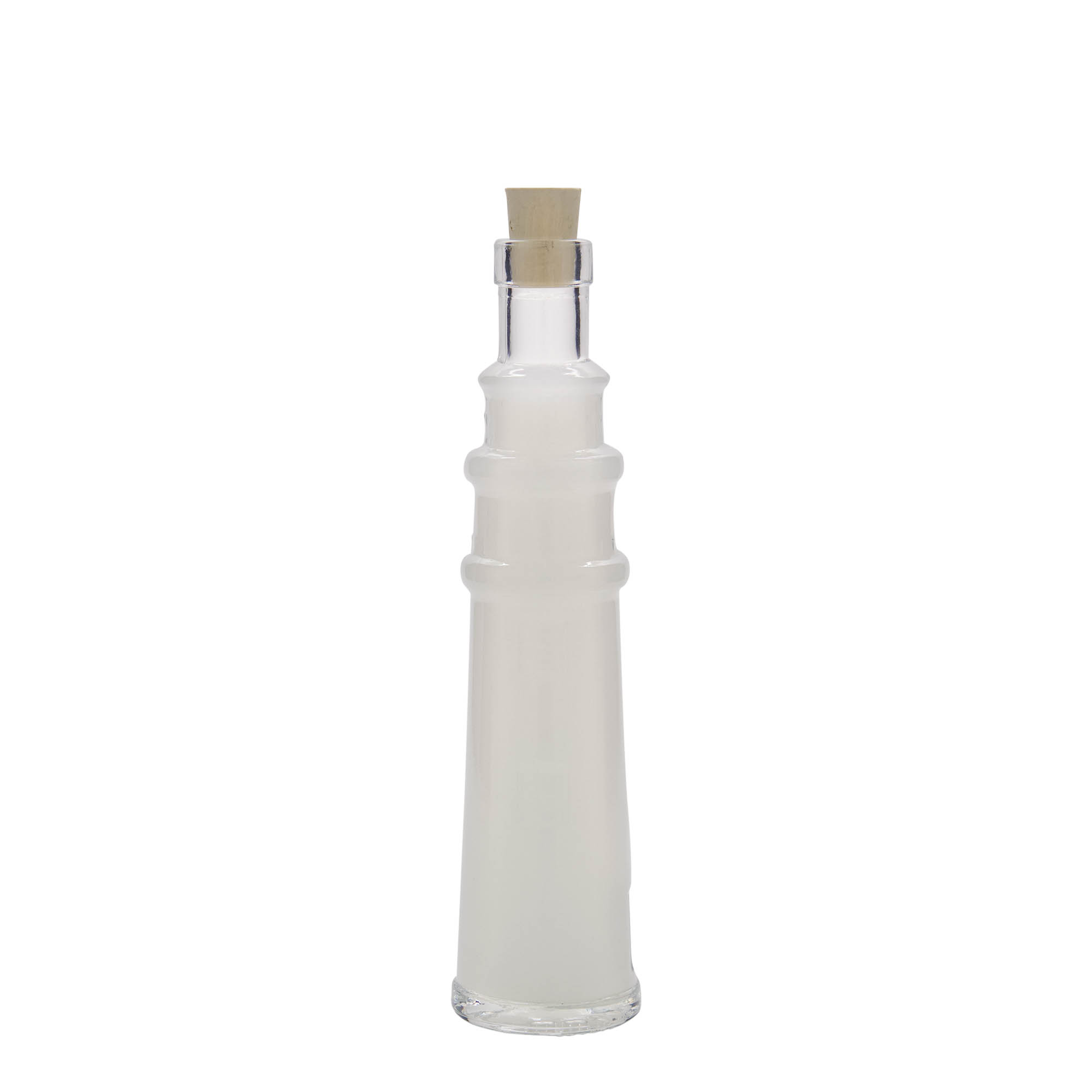 Glazen fles 'Vuurtoren', 100 ml, monding: kurk