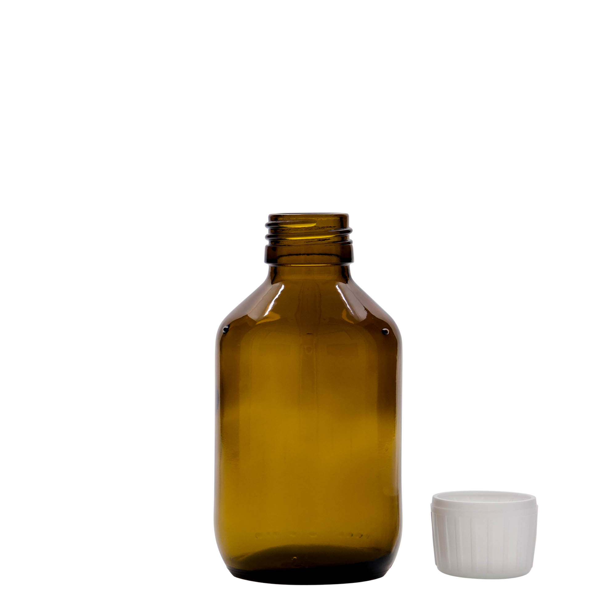 Medicijnfles, 150 ml, bruin, glas, monding: PP 28
