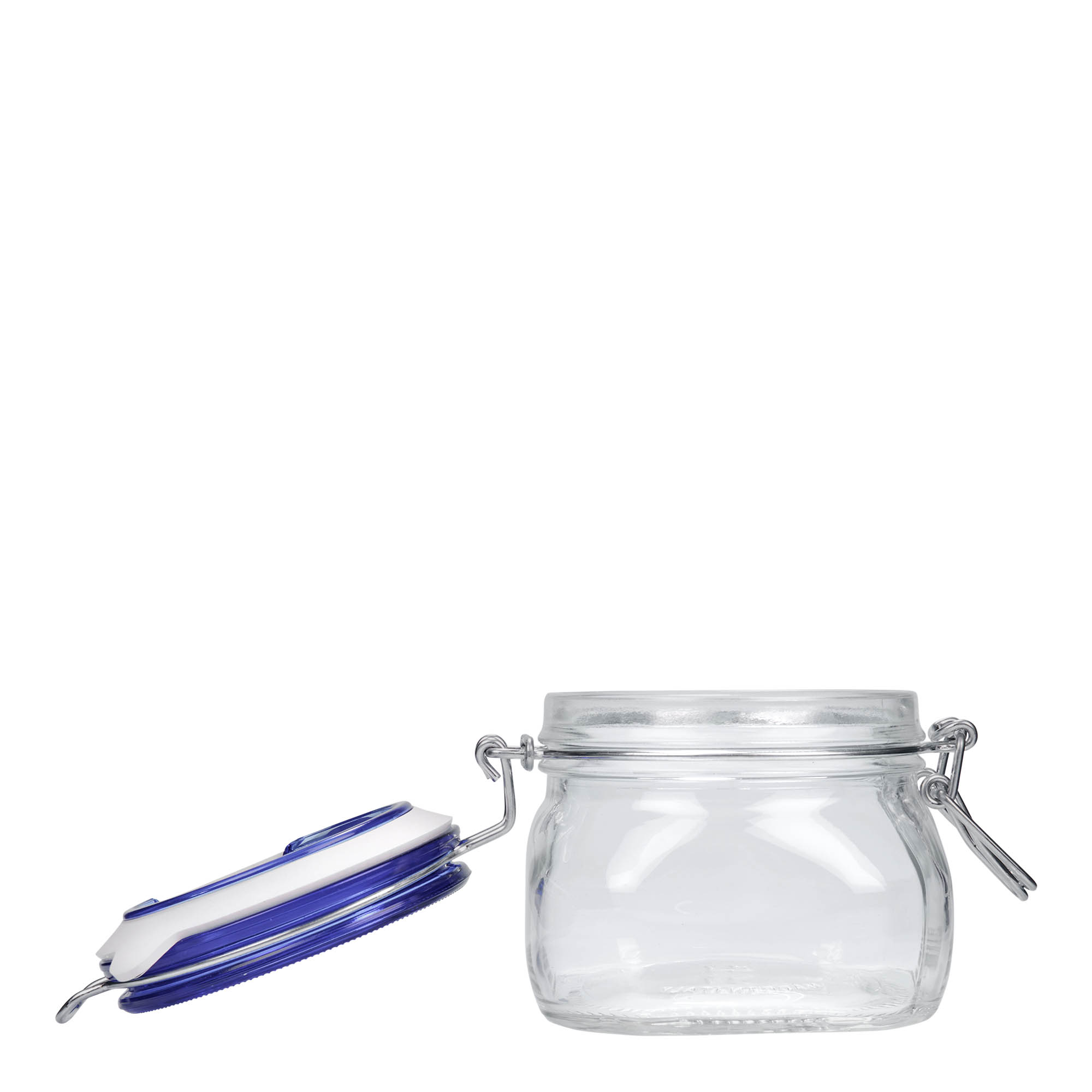 Bocal à fermeture mécanique 500 ml « Fido » Blue Top, carré, bouchage: bouchon mécanique