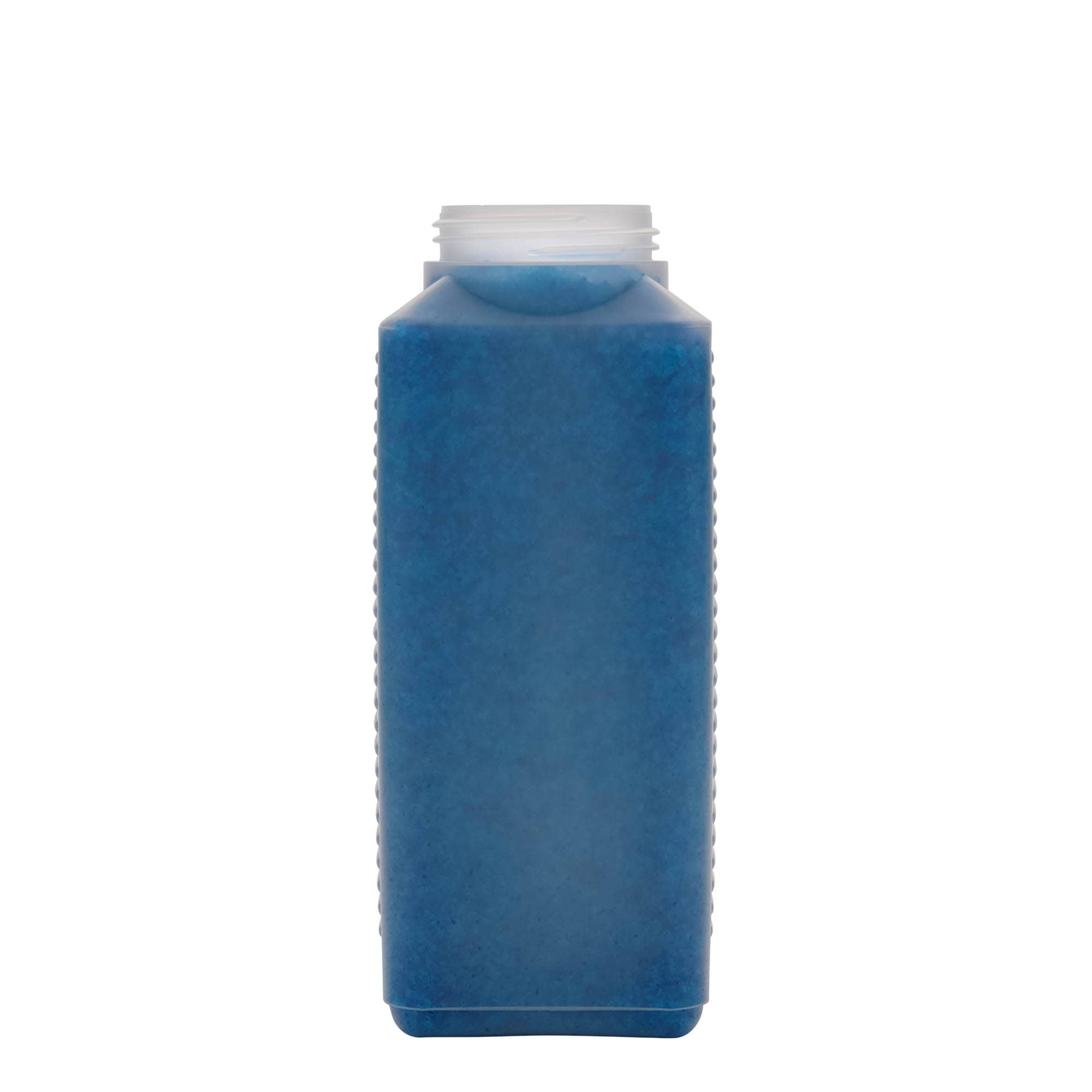 Fles met brede hals, 1000 ml, rechthoekig, HDPE-kunststof, naturel, monding: DIN 60 EPE