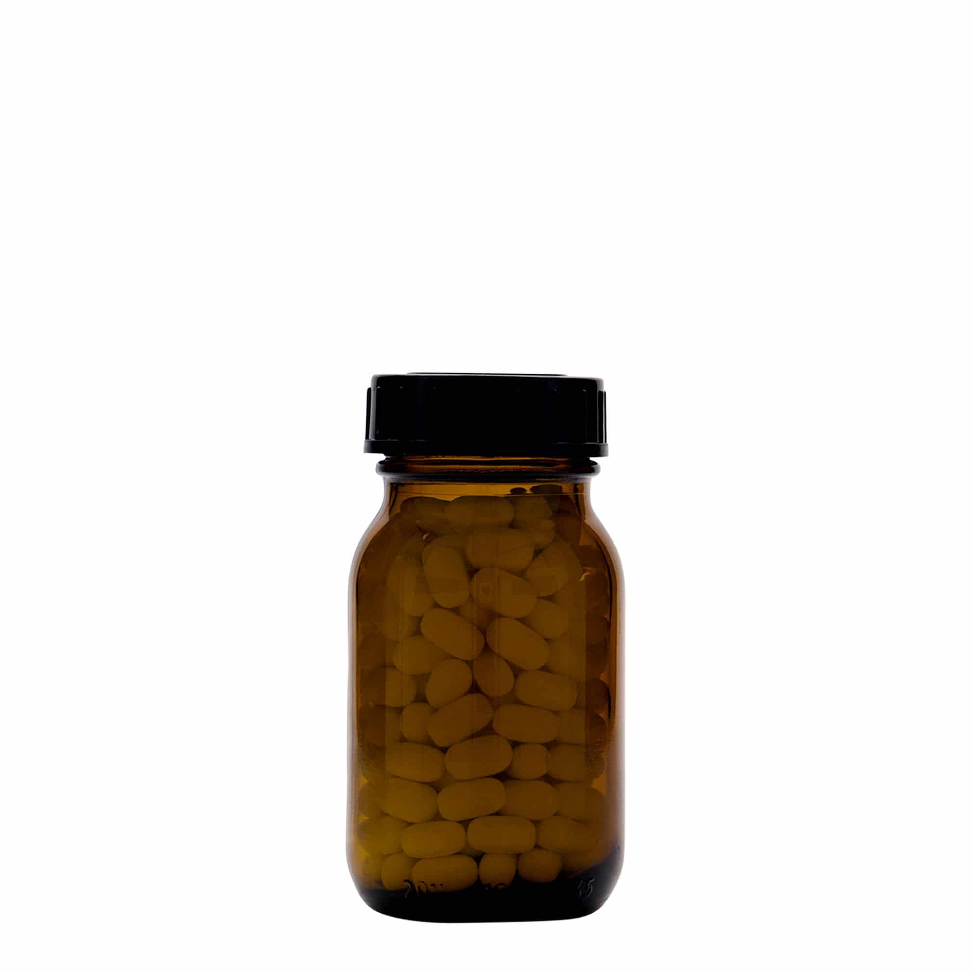 Pot met brede hals, 100 ml, bruin, monding: DIN 40