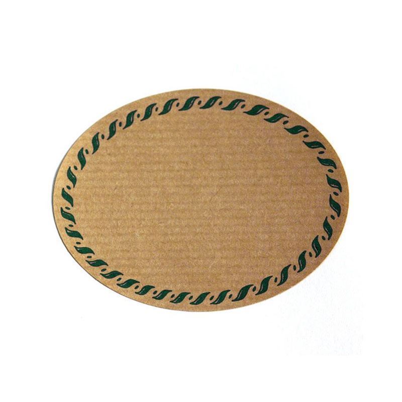 Naturel etiket 'Koordrand', ovaal, papier, groen-bruin Naturel etiket 'Koordrand', ovaal, papier, groen-bruin