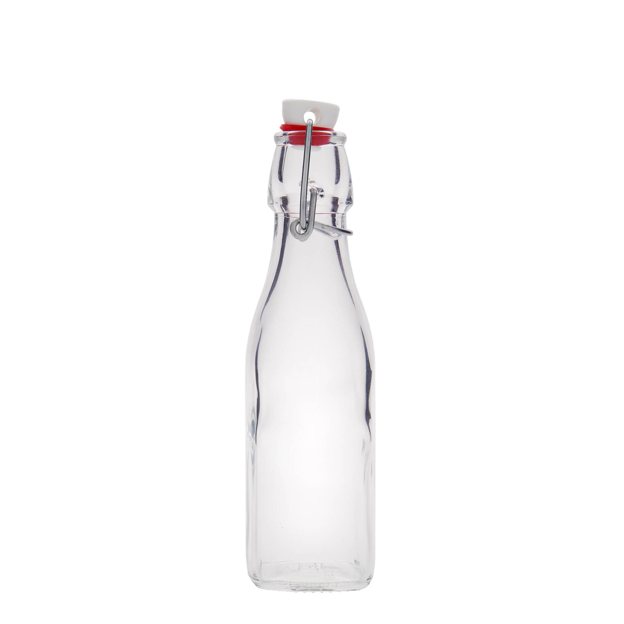 Glazen fles 'Swing', 250 ml, vierkant, monding: beugelsluiting Glazen fles 'Swing', 250 ml, vierkant, monding: beugelsluiting
