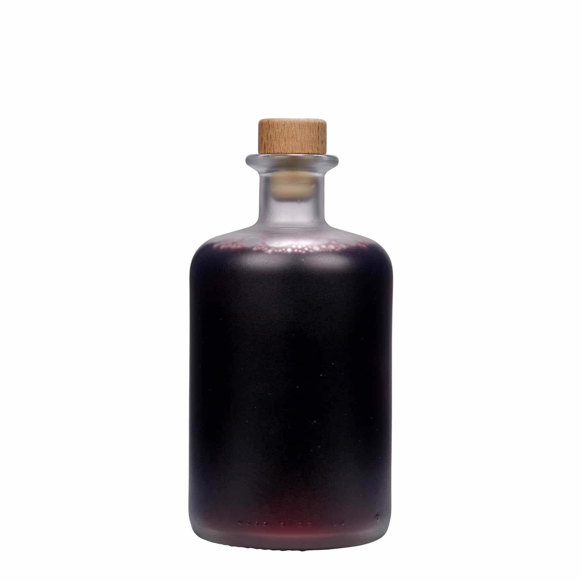 Glazen fles Apotheker, 500 ml, gematteerd, monding: kurk